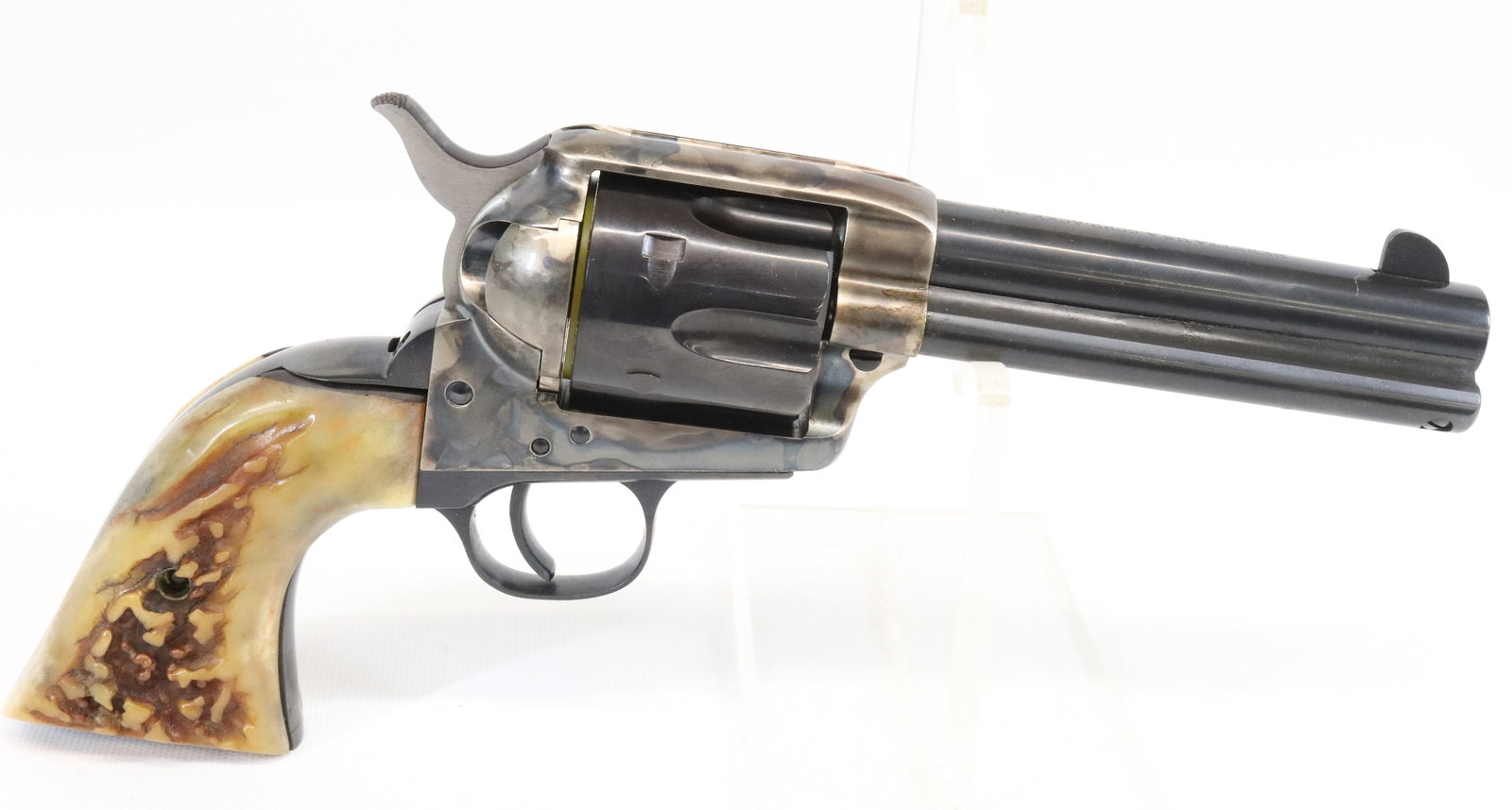 BERETTA STAMPEDE MODEL REVOLVER: .45CAL, SERIAL# B02072 - 5" WITH GOOD CASE COLORS, STAG HORN GRIPS Registration: THIS GUN REQUIRES REGISTRATION OR FFL TRANSFER Terms: UPDATED 2023 TERMS FOR PURCHASING AND SHIPPING OF AUCTION ITEMS. 