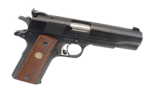 COLT NATIONAL MATCH: .38 CAL, SERIAL# 9285-MR, 5" BARREL Registration: THIS GUN REQUIRES REGISTRATION OR FFL TRANSFER Terms: UPDATED 2023 TERMS FOR PURCHASING AND SHIPPING OF AUCTION ITEMS. PLEASE READ CAREFULLY