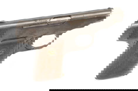 DEUTSCHE WERKE SEMI AUTO PISTOL: 6.35MM CAL, SERIAL# 28825 - 3" BARREL Registration: THIS GUN REQUIRES REGISTRATION OR FFL TRANSFER Terms: UPDATED 2023 TERMS FOR PURCHASING AND SHIPPING OF AUCTION ITEMS. PLEASE READ CAREFULLY