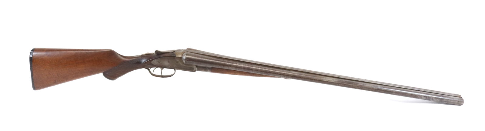 A.J. AUBREY DOUBLE BARREL SHOTGUN: 12GA, SERIAL# 6250 - 30" BARRELS - DAMASCUS STEEL Registration: THIS GUN REQUIRES REGISTRATION OR FFL TRANSFER Terms: UPDATED 2023 TERMS FOR PURCHASING AND SHIPPING OF AUCTION ITEMS. PLEASE READ CAREF