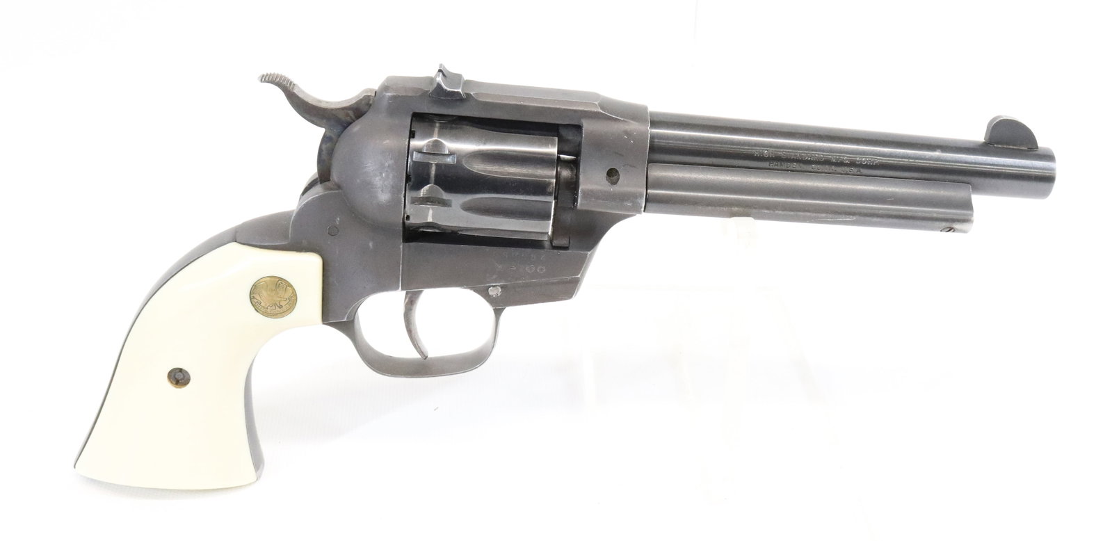 HI-STANDARD DOUBLE NINE REVOLVER: .22 CAL, SERIAL# 896084 - 5 1/2" BARREL Registration: THIS GUN REQUIRES REGISTRATION OR FFL TRANSFER Terms: UPDATED 2023 TERMS FOR PURCHASING AND SHIPPING OF AUCTION ITEMS. PLEASE READ CAREFULLY BEFOR