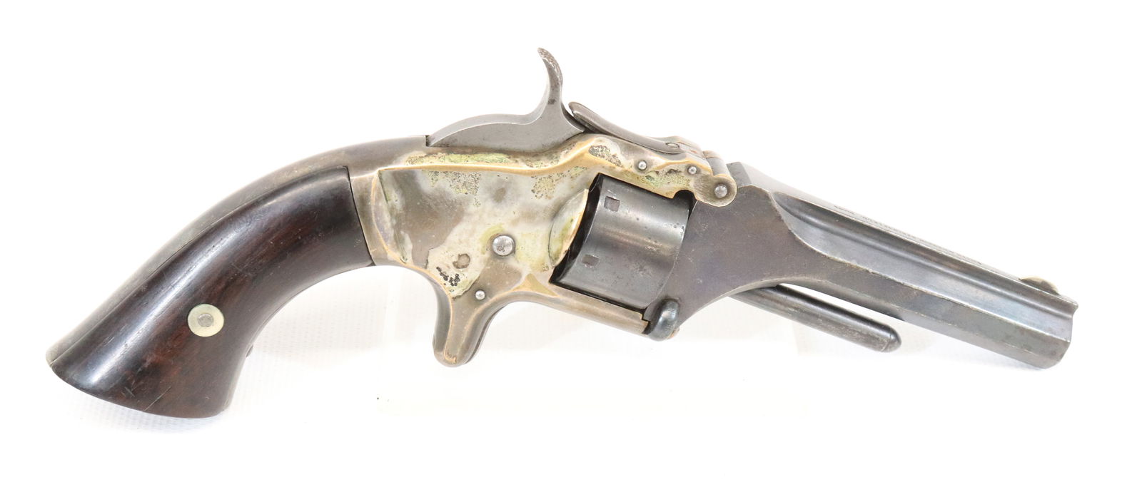 SMITH AND WESSON MODEL NO. 1: 22 CAL, SERIAL# 25357 - 3" BARREL Registration: ANTIQUE OR BLACK POWDER, NO REGISTRATION REQUIRED Terms: UPDATED 2023 TERMS FOR PURCHASING AND SHIPPING OF AUCTION ITEMS. PLEASE READ CAREFULLY BEFORE B