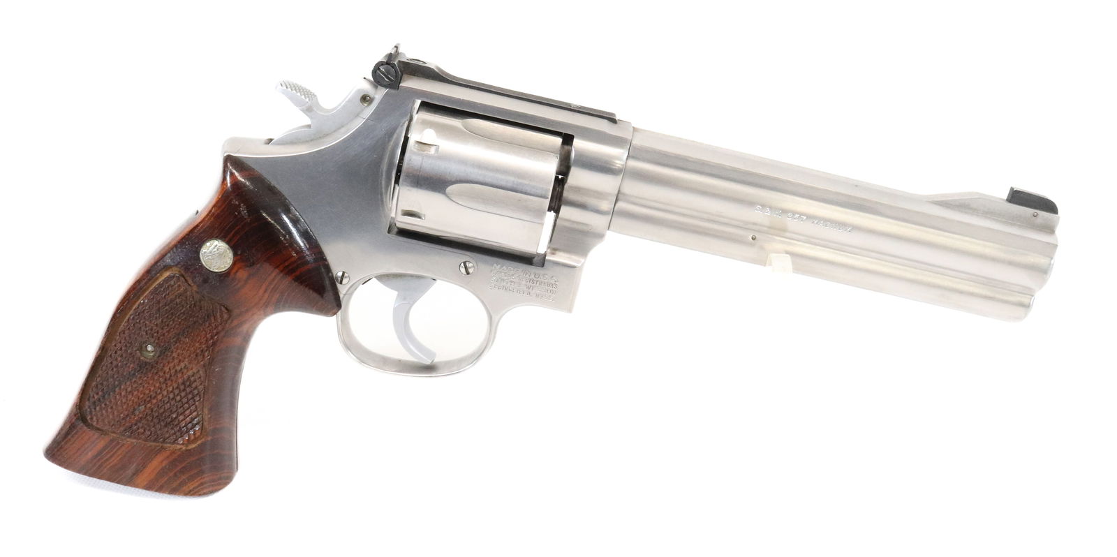 SMITH AND WESSON MODEL 686 REVOLVER: 357 MAG, SERIAL# ADY7371 - 6" BARREL - IN STAINLESS Registration: THIS GUN REQUIRES REGISTRATION OR FFL TRANSFER Terms: UPDATED 2023 TERMS FOR PURCHASING AND SHIPPING OF AUCTION ITEMS. PLEASE READ CAR