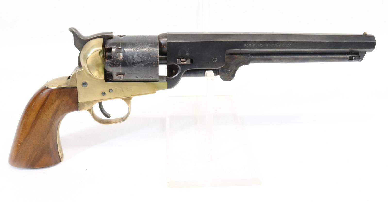 EURO ARMS CO. BLACK POWDER REVOLVER: .36CAL, SERIAL# 33309 - 7 1/2" BARREL Registration: ANTIQUE OR BLACK POWDER, NO REGISTRATION REQUIRED Terms: UPDATED 2023 TERMS FOR PURCHASING AND SHIPPING OF AUCTION ITEMS. PLEASE READ CAREFULLY BEFO