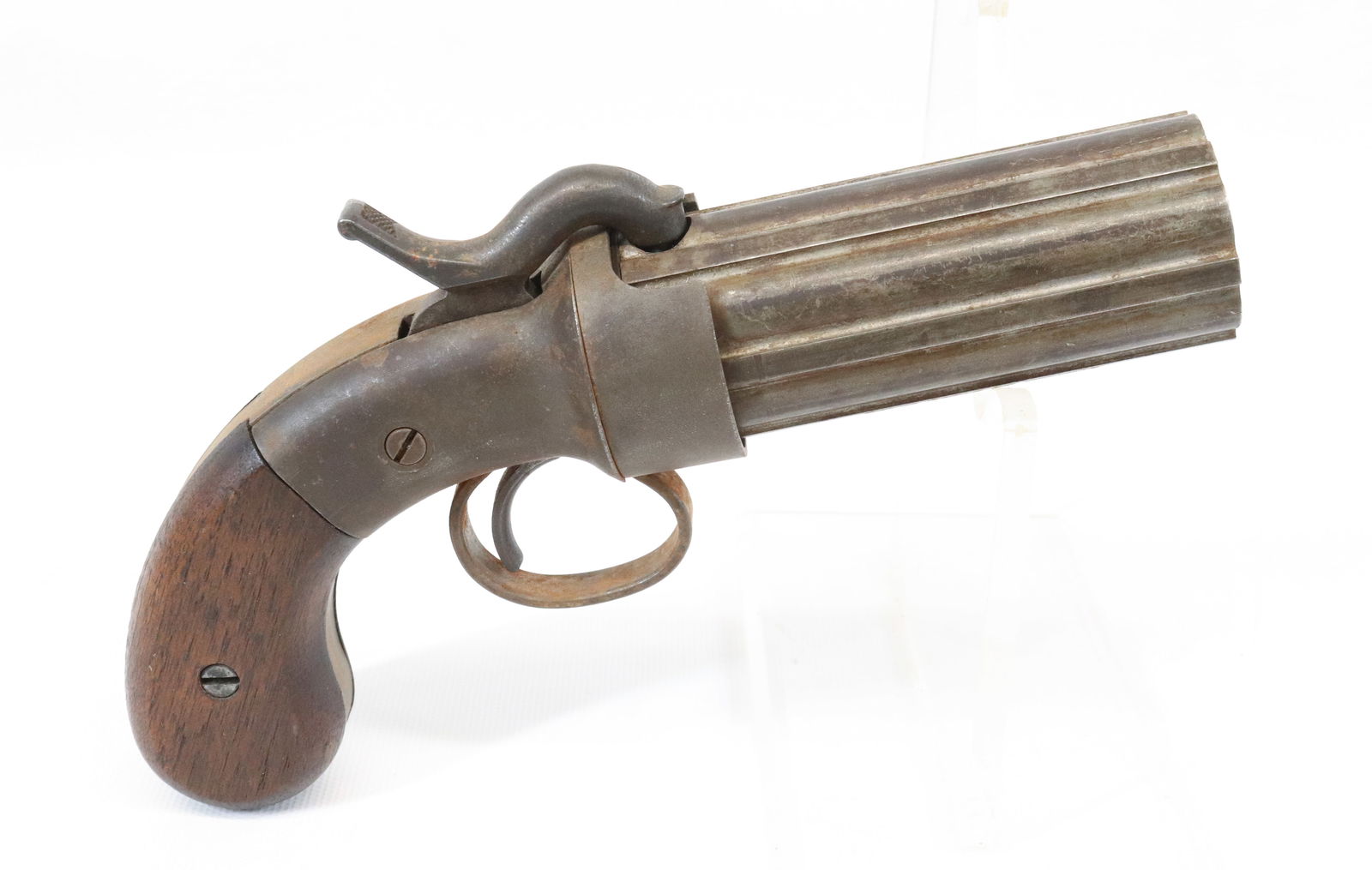 HOPPE'S ETHAN ALLEN PEPPERBOX REVOLVER: 36 CAL, 6 SHOT REVOLVER, SERIAL# P02098 Registration: ANTIQUE OR BLACK POWDER, NO REGISTRATION REQUIRED Terms: UPDATED 2023 TERMS FOR PURCHASING AND SHIPPING OF AUCTION ITEMS. PLEASE READ CAREFULLY BE