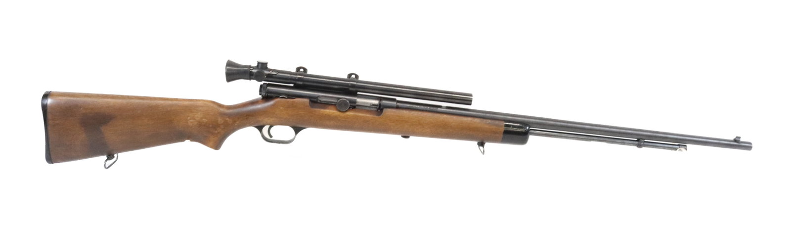 STEVENS MODEL 87A SEMI-AUTO RIFLE: .22 S/L/LR, SERIAL# NA - WITH SCOPE Registration: THIS GUN REQUIRES REGISTRATION OR FFL TRANSFER Terms: UPDATED 2023 TERMS FOR PURCHASING AND SHIPPING OF AUCTION ITEMS. PLEASE READ CAREFULLY BEFORE BI