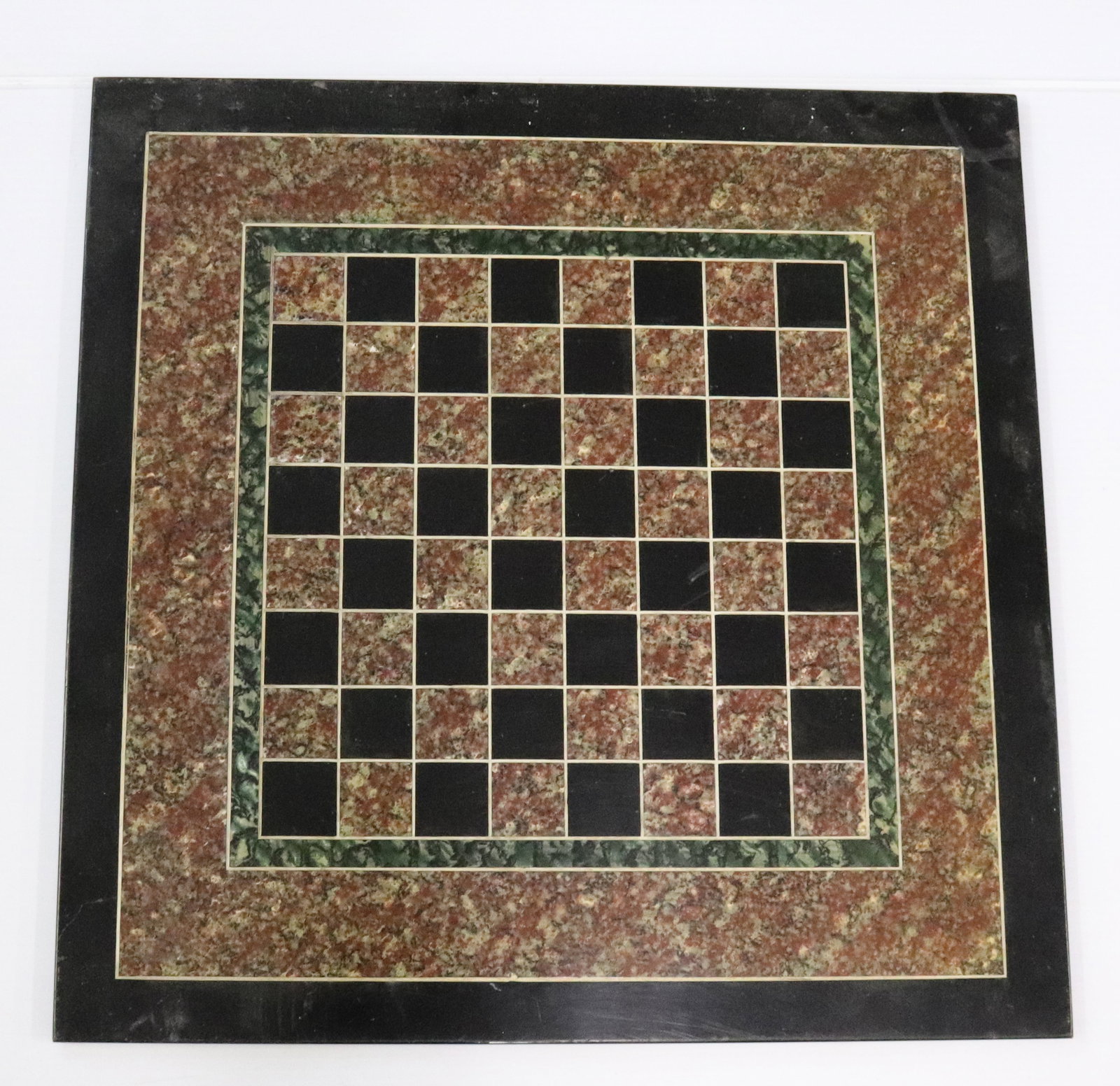 MARBLEIZED SLATE CHECKERBOARD: INLAID MARBLEIZED SURFACE, 20" X 20"