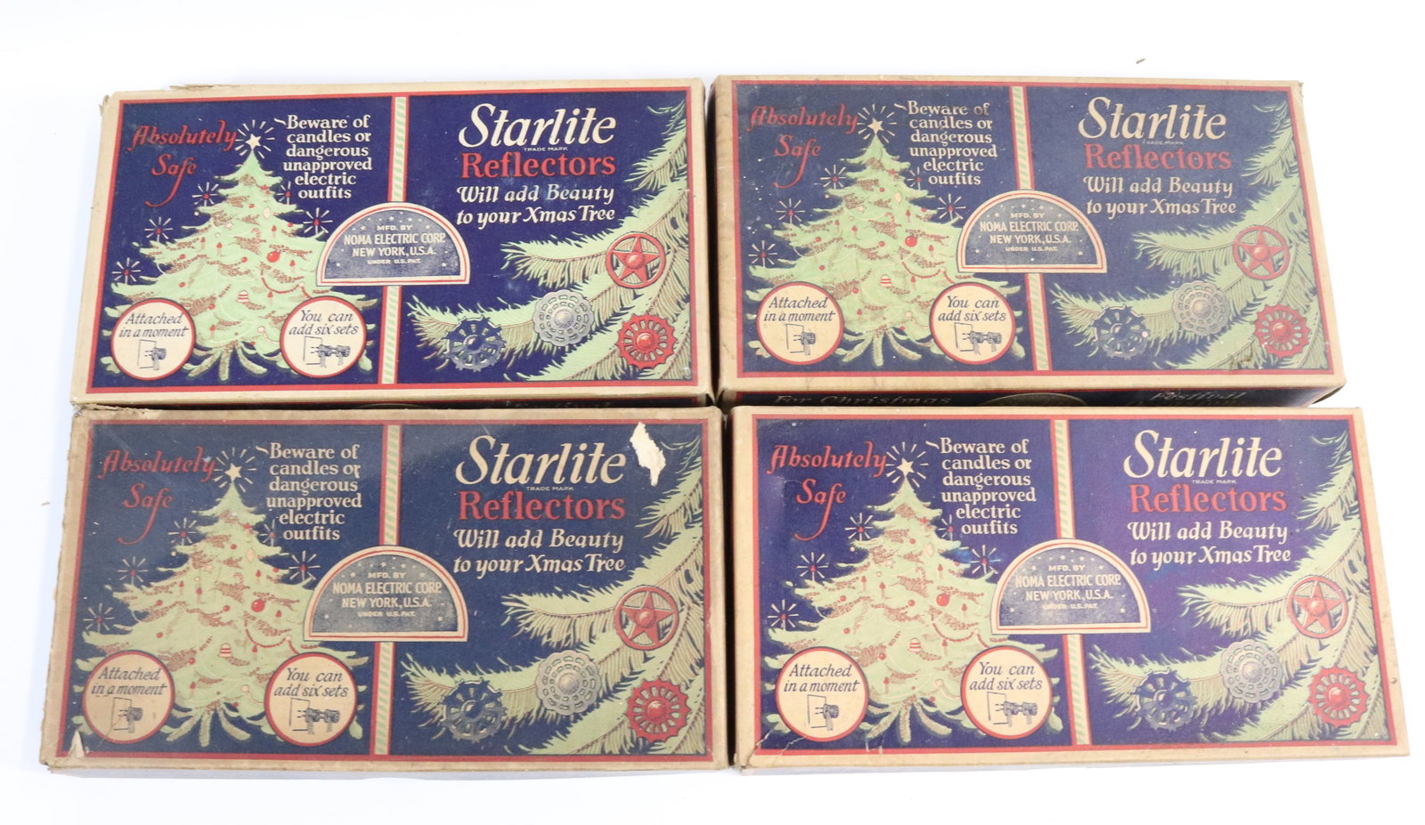NOMA STARLIGHT CHRISTMAS LIGHTS: FOUR SETS IN ORIGINAL BOXES 11" L.