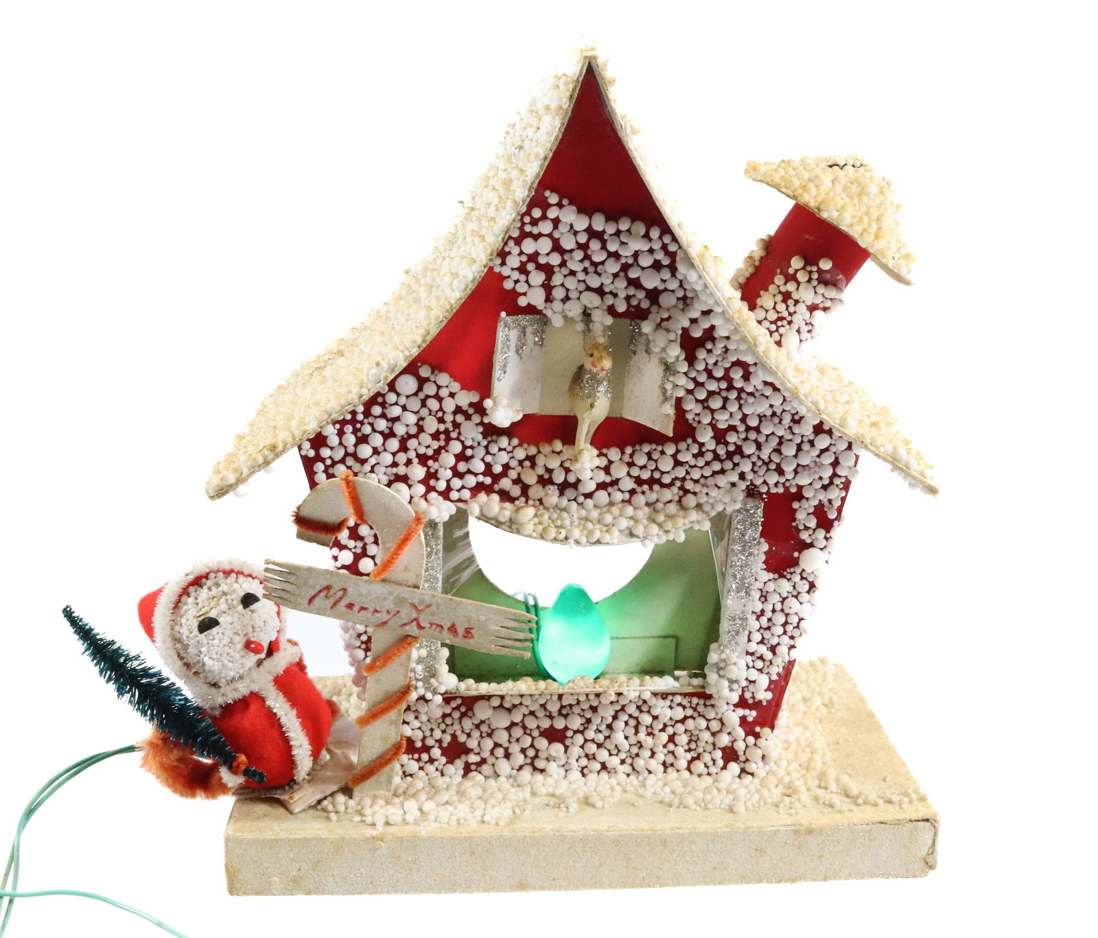 VINTAGE CHRISTMAS COTTAGE: LIGHT-UP CARDBOARD CHRISTMAS COTTAGE (MADE IN JAPAN) 9" H.