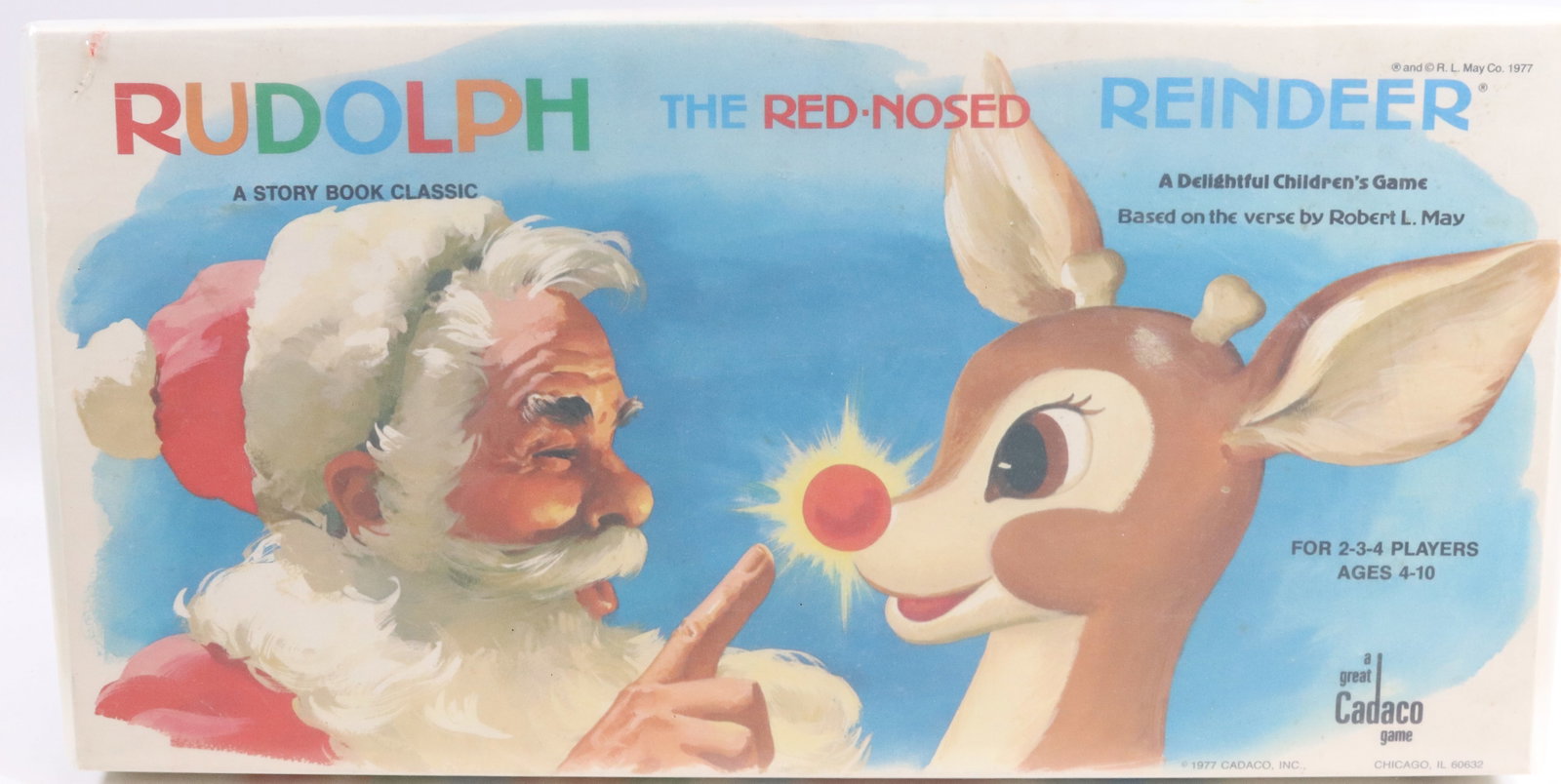 RUDOLPH THE RED-NOSED REINDEER BOARD GAME: CADACO GAME, 1977. SEALED IN LATER PLASTIC.