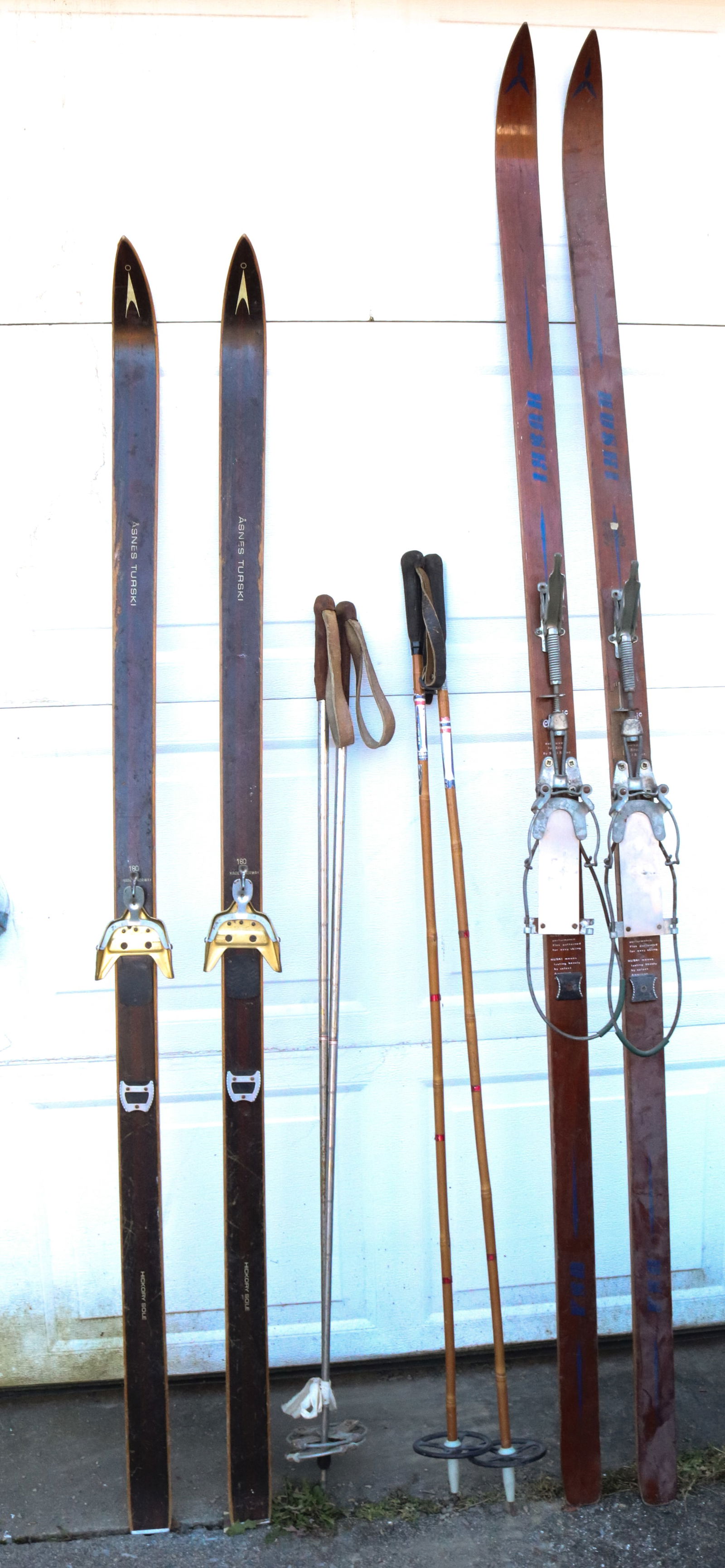 (2) PAIRS OF VINTAGE SKIS AND POLES (1 of 7)
