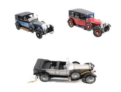 (3) FRANKLIN MINT PRECISION MODEL CARS: INCLUDING: 1925 ROLLS-ROYCE SILVER GHOST (8 3/4" L), 1935 MERCEDES-BENZ AND 1929 ROLLS-ROYCE PHANTOM.