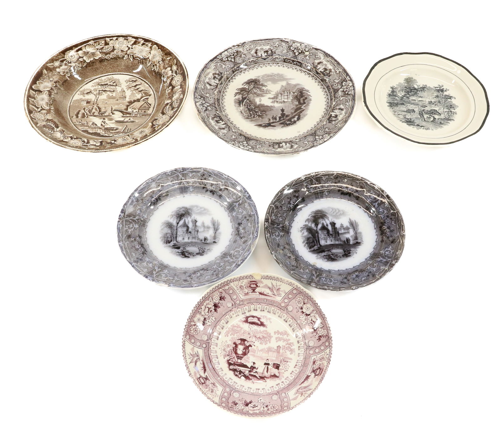 LOT OF 19TH C. TRANSFERWARE PLATES (1 of 5)