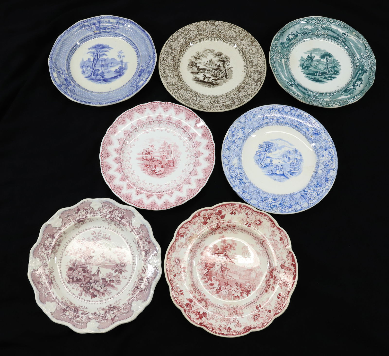 LOT OF 19TH C. TRANSFERWARE PLATES (1 of 8)