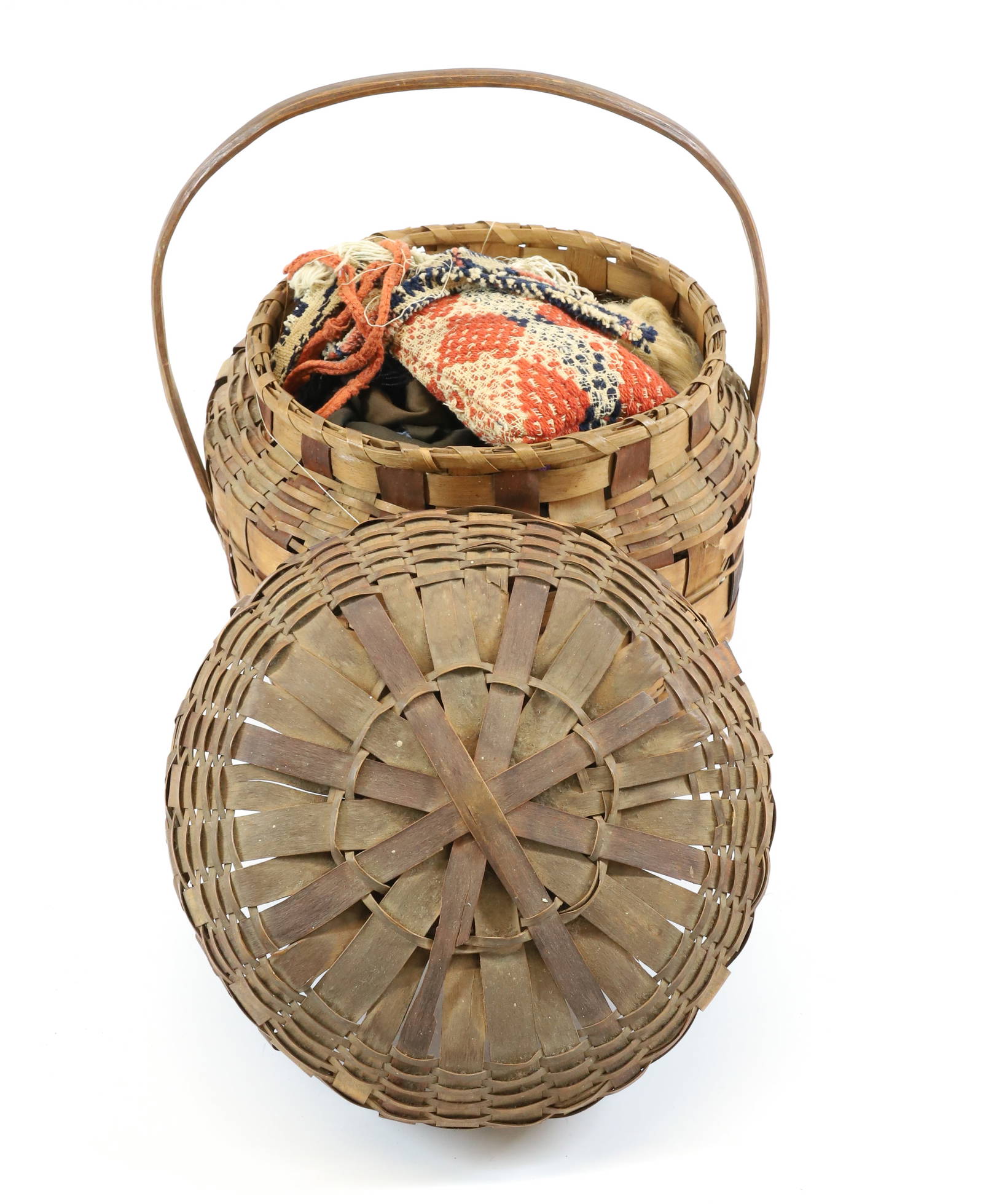 Lidded Sewing Basket With Contents Auction