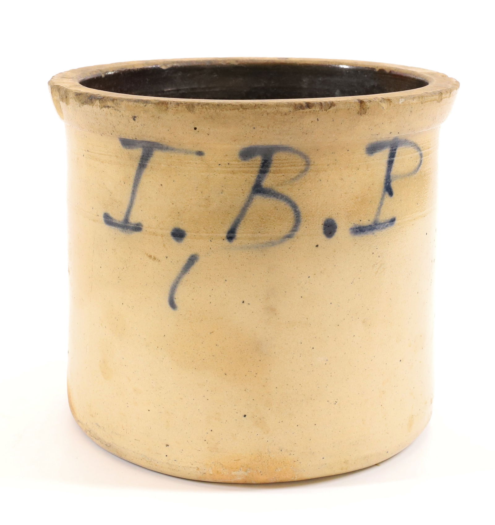 BLUE DECORATED STONEWARE CROCK (1 of 7)