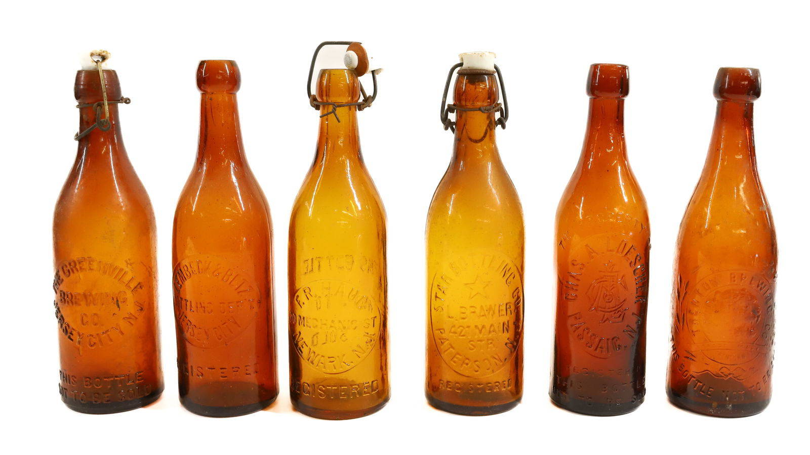 LOT OF NJ BEER BOTTLES IN AMBER (1 of 7)