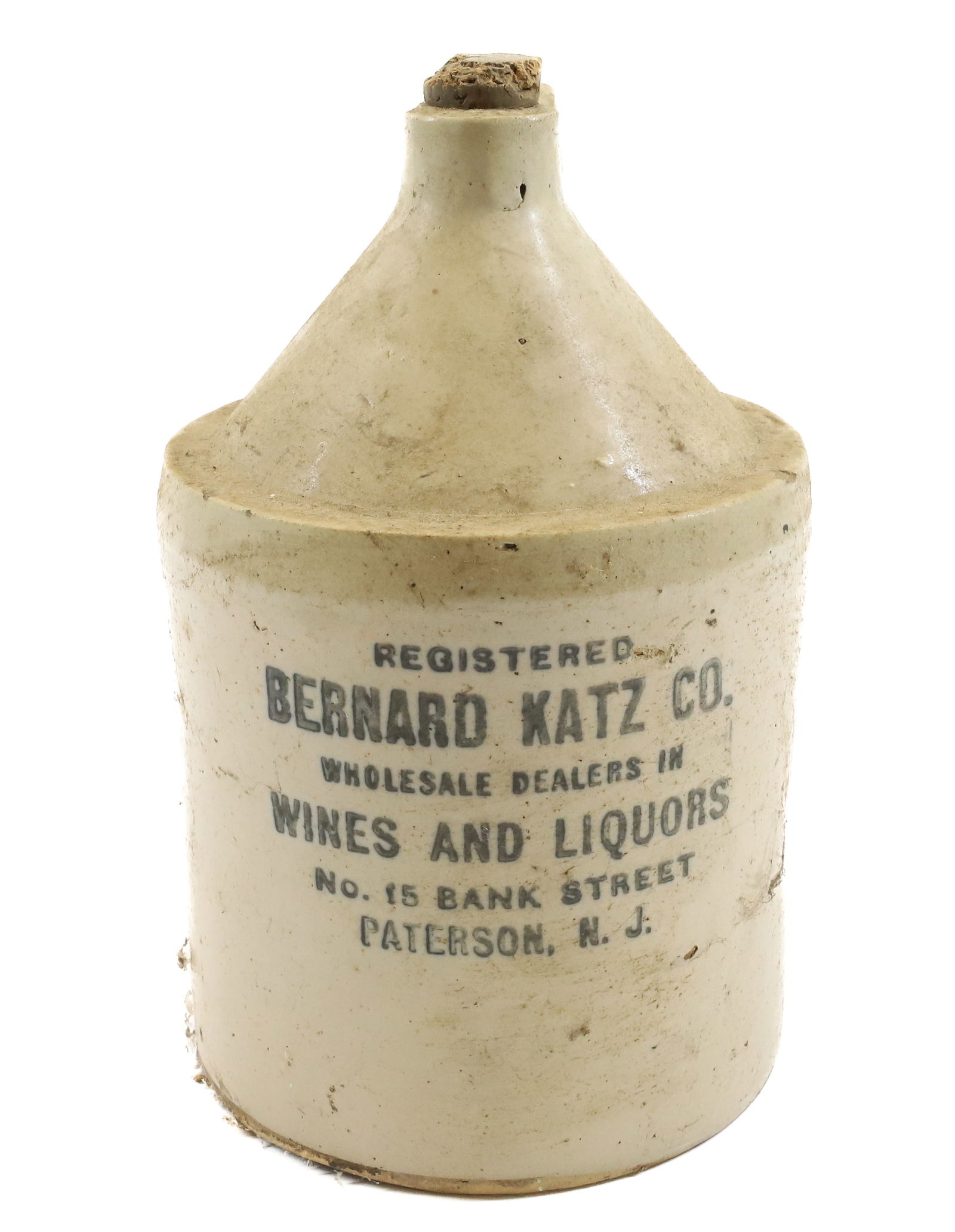 BLUE DECORATED PATERSON, NJ ADVERTISING JUG (1 of 5)