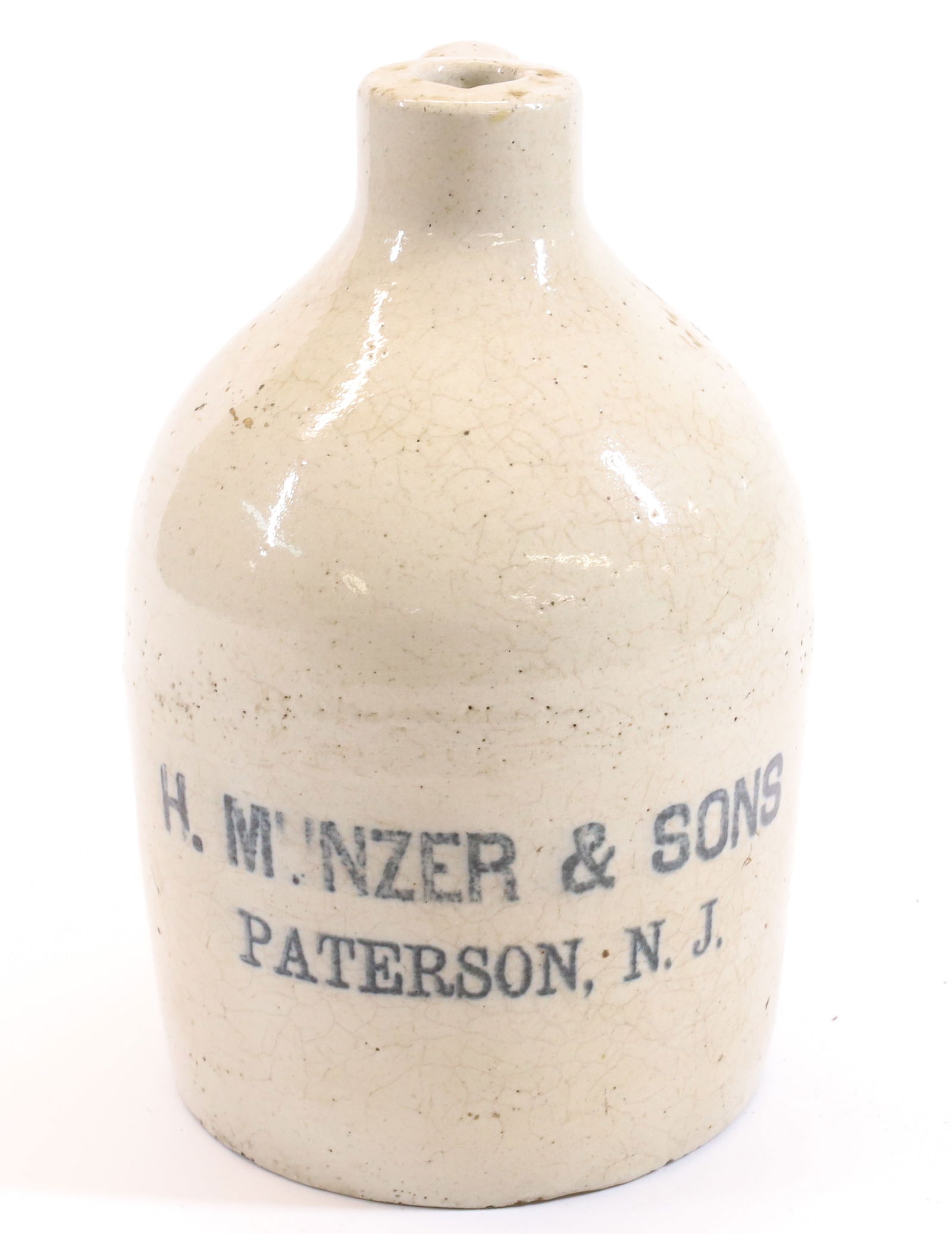 STENCILED PATERSON, NJ ADVERTISING JUG (1 of 5)