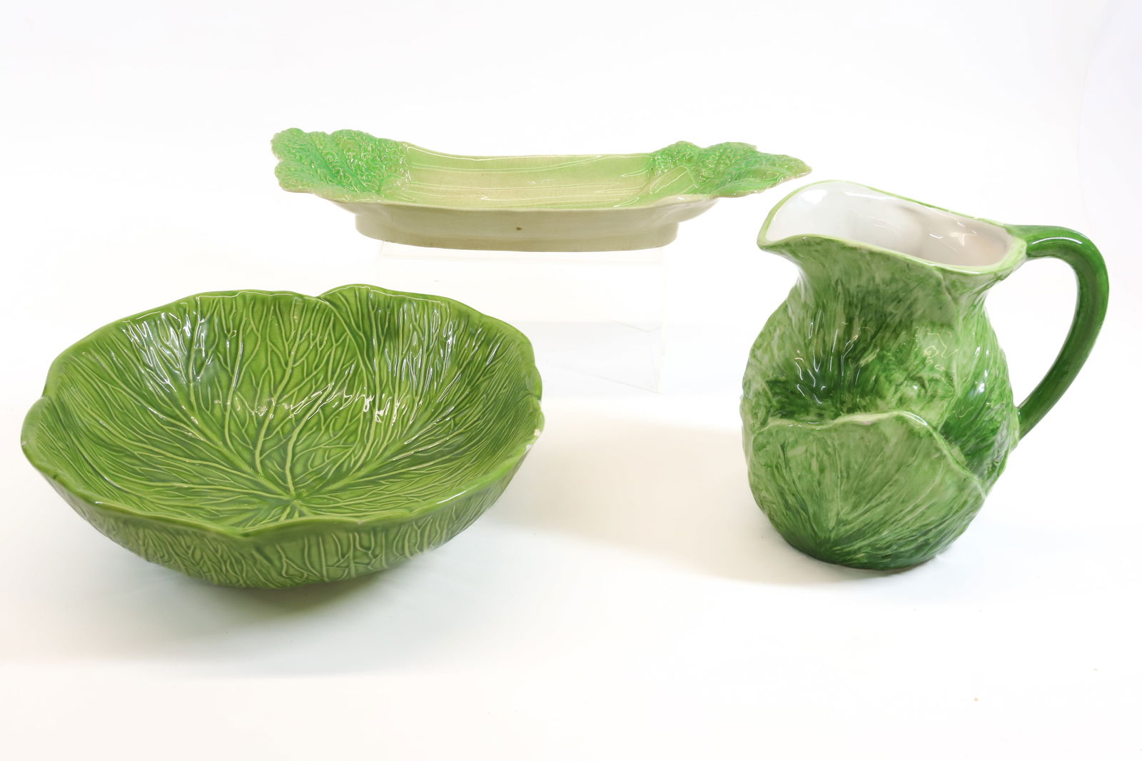 CERAMIC PITCHER, BOWL AND CELERY (1 of 5)