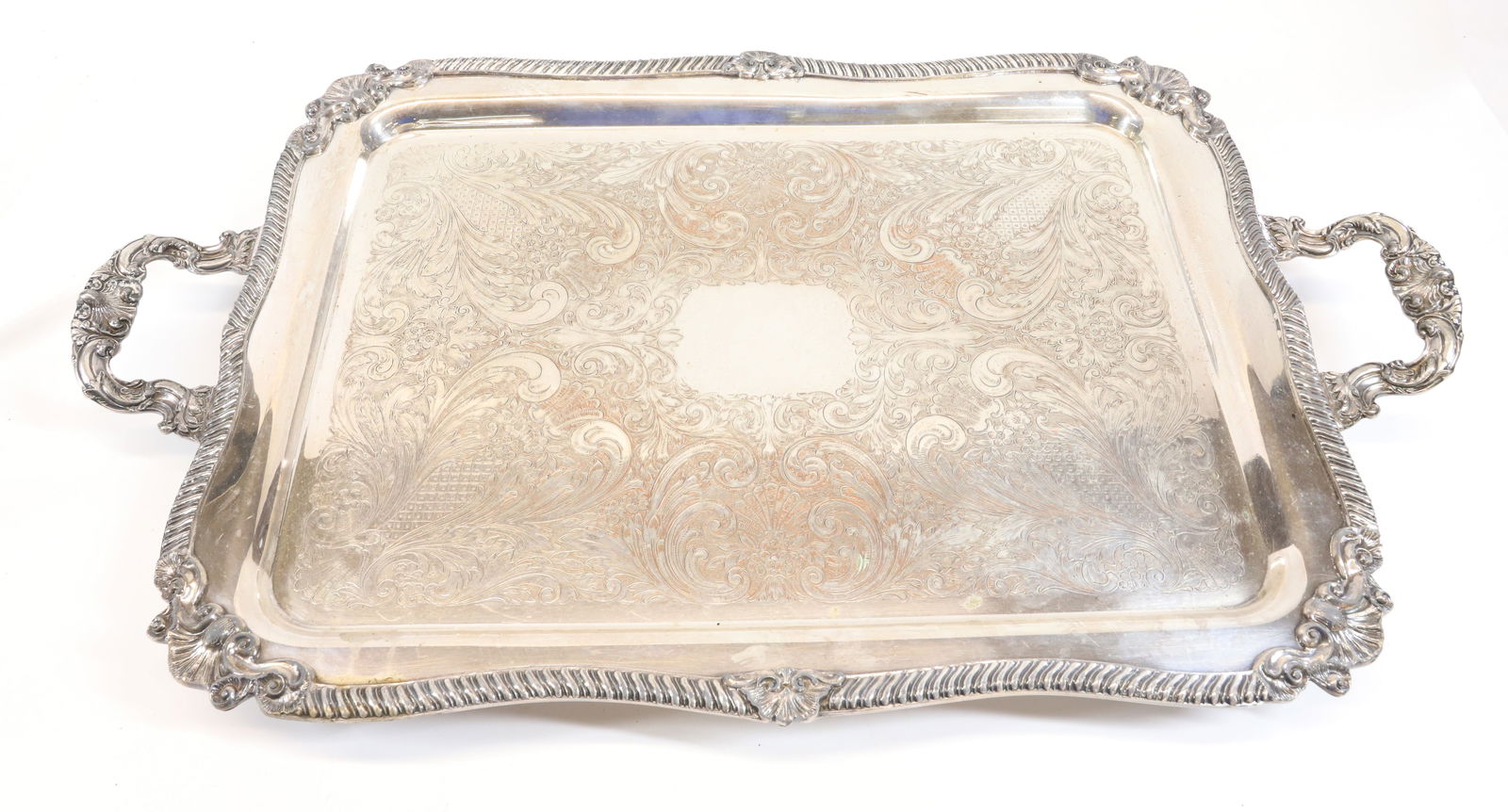 LARGE SILVER SERVING TRAY (1 of 3)