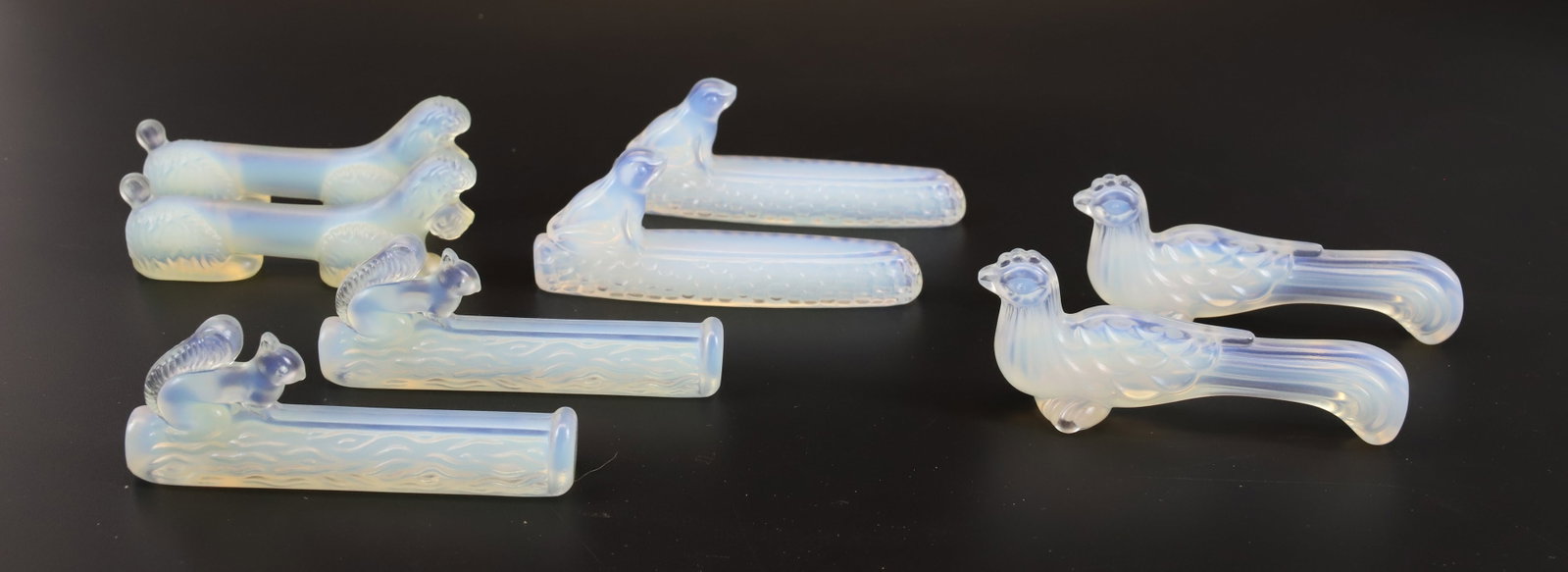 (8) SABINO, FRANCE KNIFE RESTS: SQUIRREL, POODLE, PHEASANT, FROG. LARGEST 3 1/2" L. Terms: PLEASE READ CAREFULLY - Terms for Purchasing and Shipping of Auction Items. Please read carefully before bidding. All payments for purchases 
