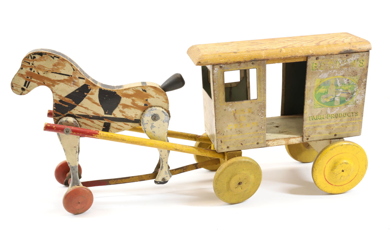 TIN AND WOOD MILK WAGON (1 of 3)