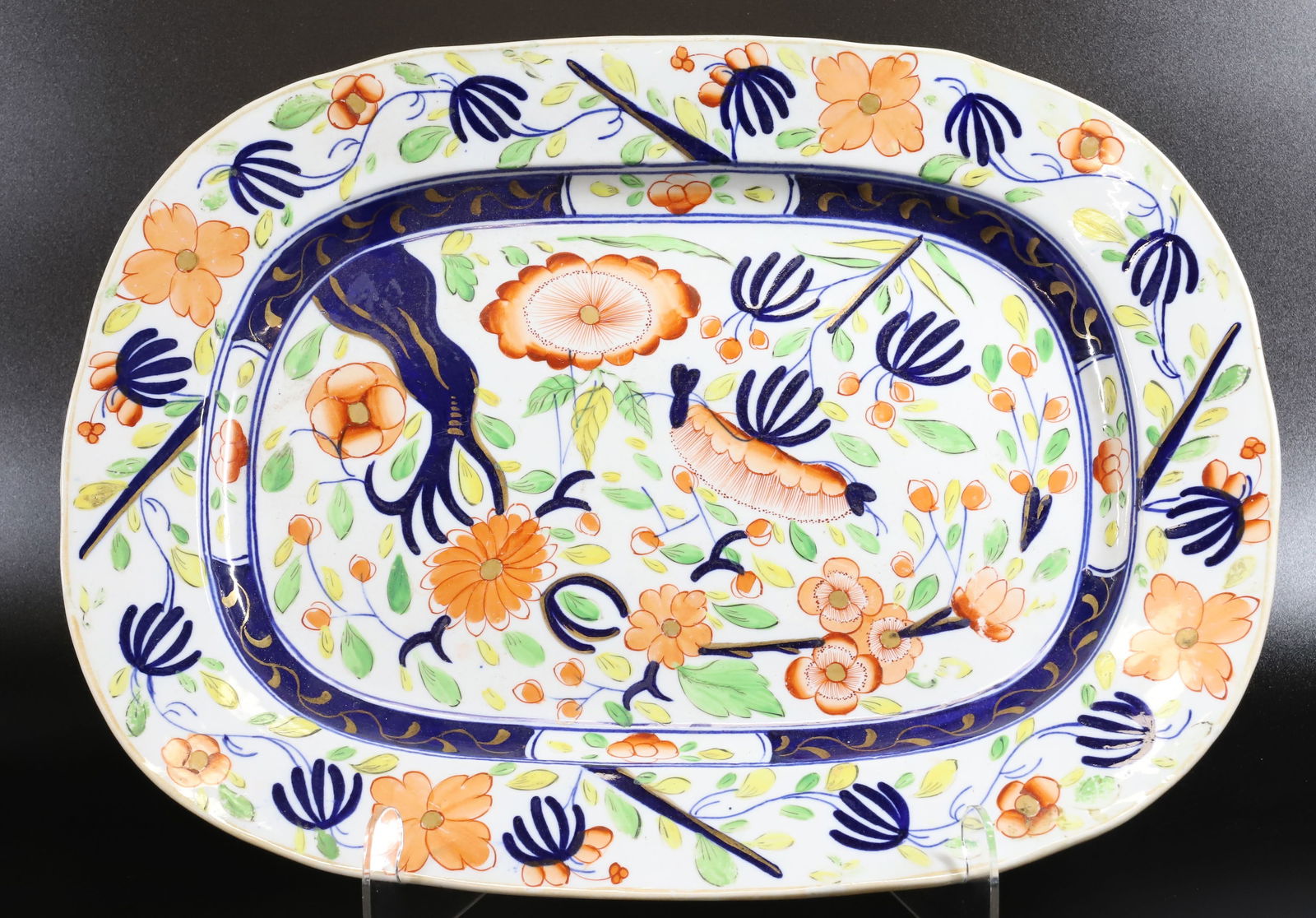 ENGLISH SOFT PASTE "IMARI" PATTERN PLATTER (1 of 5)