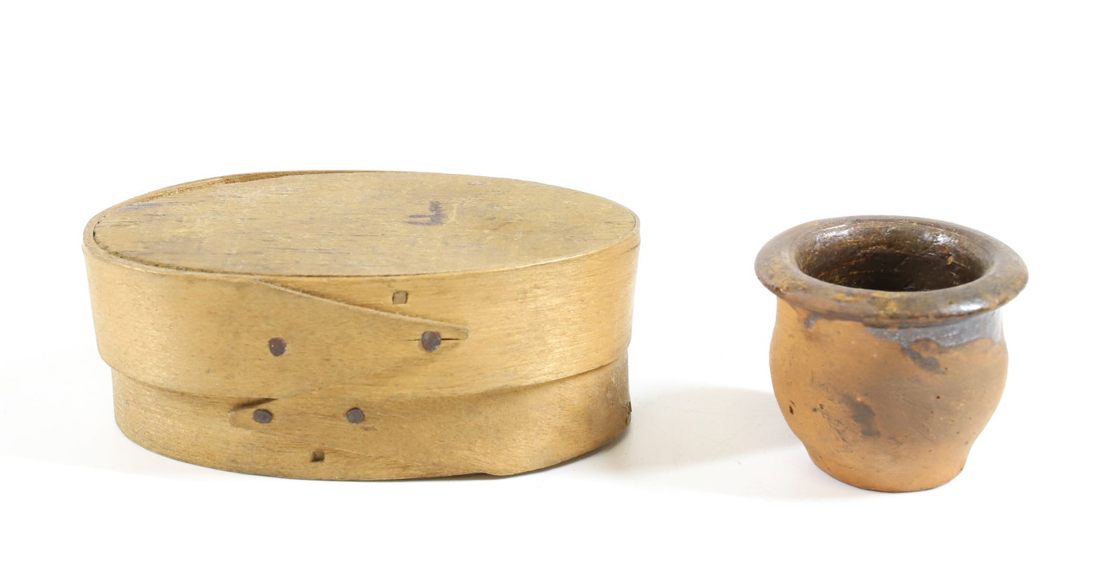 MINIATURE REDWARE CROCK AND PANTRY BOX (1 of 5)