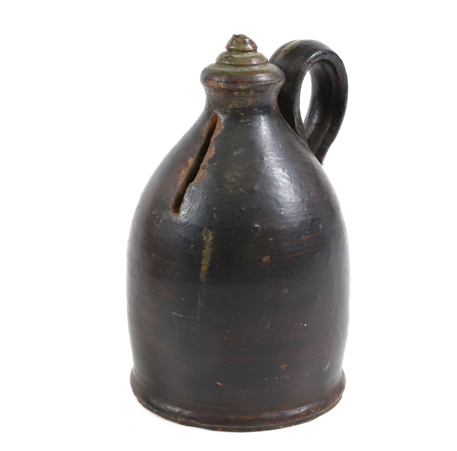 PAINTED REDWARE JUG BANK (1 of 4)