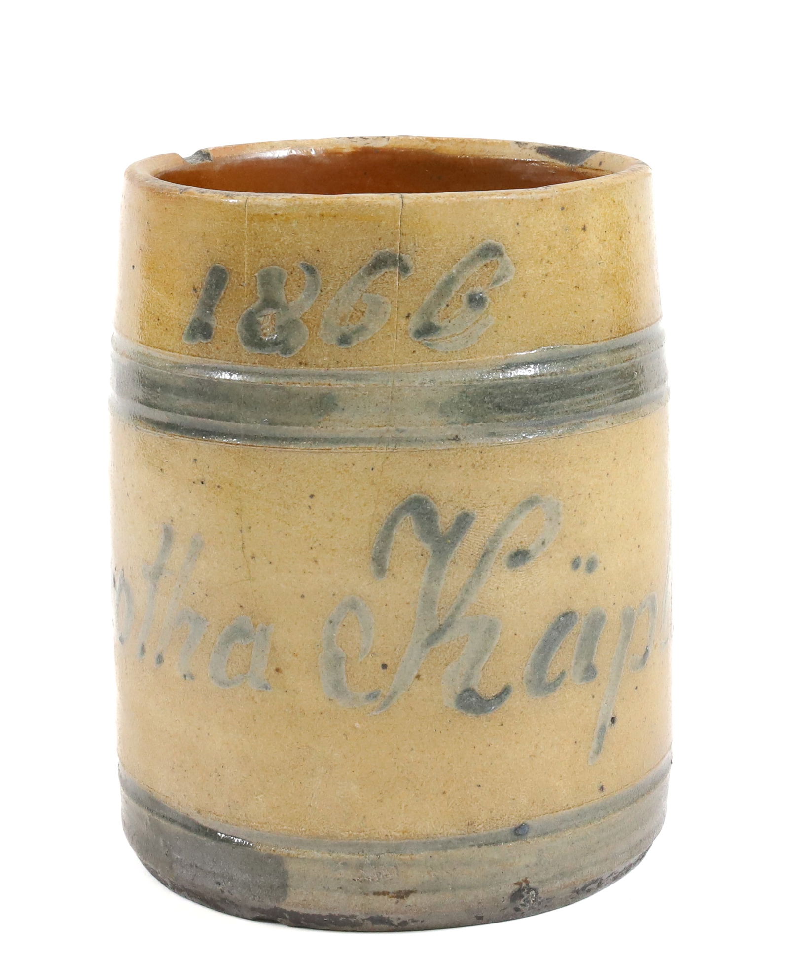 LARGE STONEWARE DECORATED MUG (1 of 8)