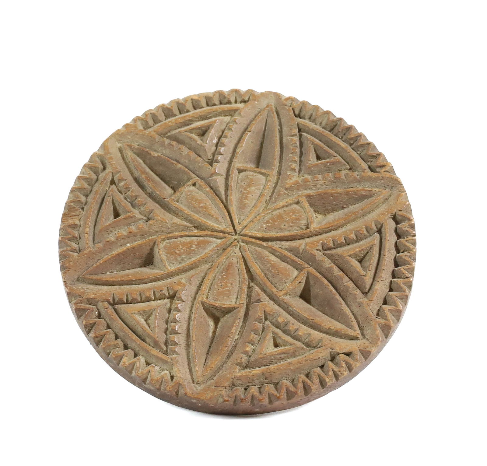 FINELY CARVED WOODEN BUTTER STAMP (1 of 2)