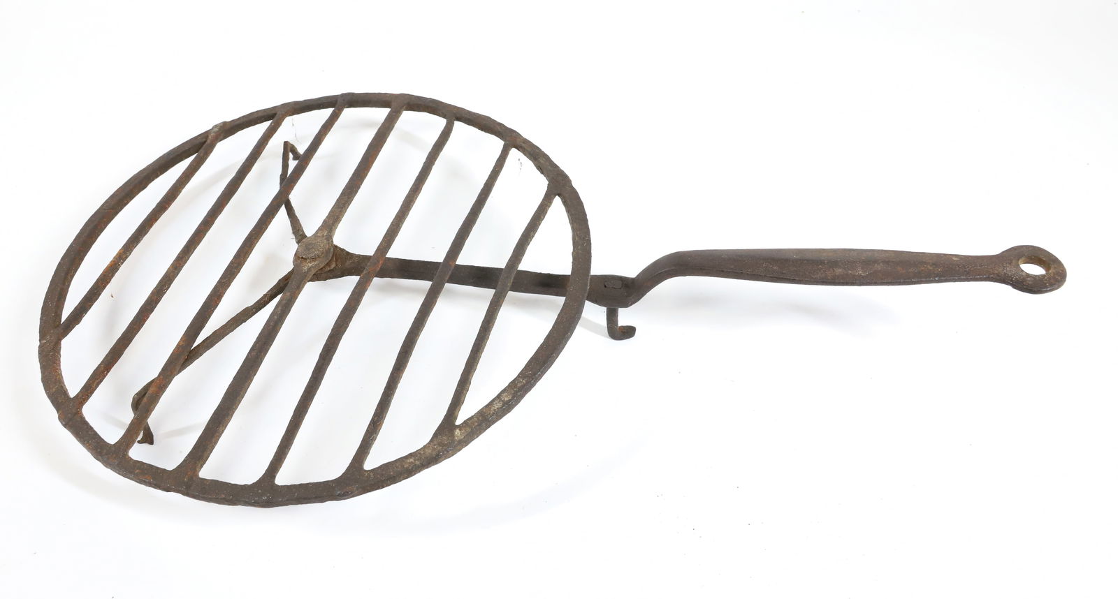 WROUGHT IRON HEARTH GRIDIRON: REVOLVING TOP. THREE FEET. 20 1/2" TOTAL LENGTH. 12" D. PLEASE READ CAREFULLY - Terms for Purchasing and Shipping of Auction Items. Please read carefully before bidding. All payments for purchases wil