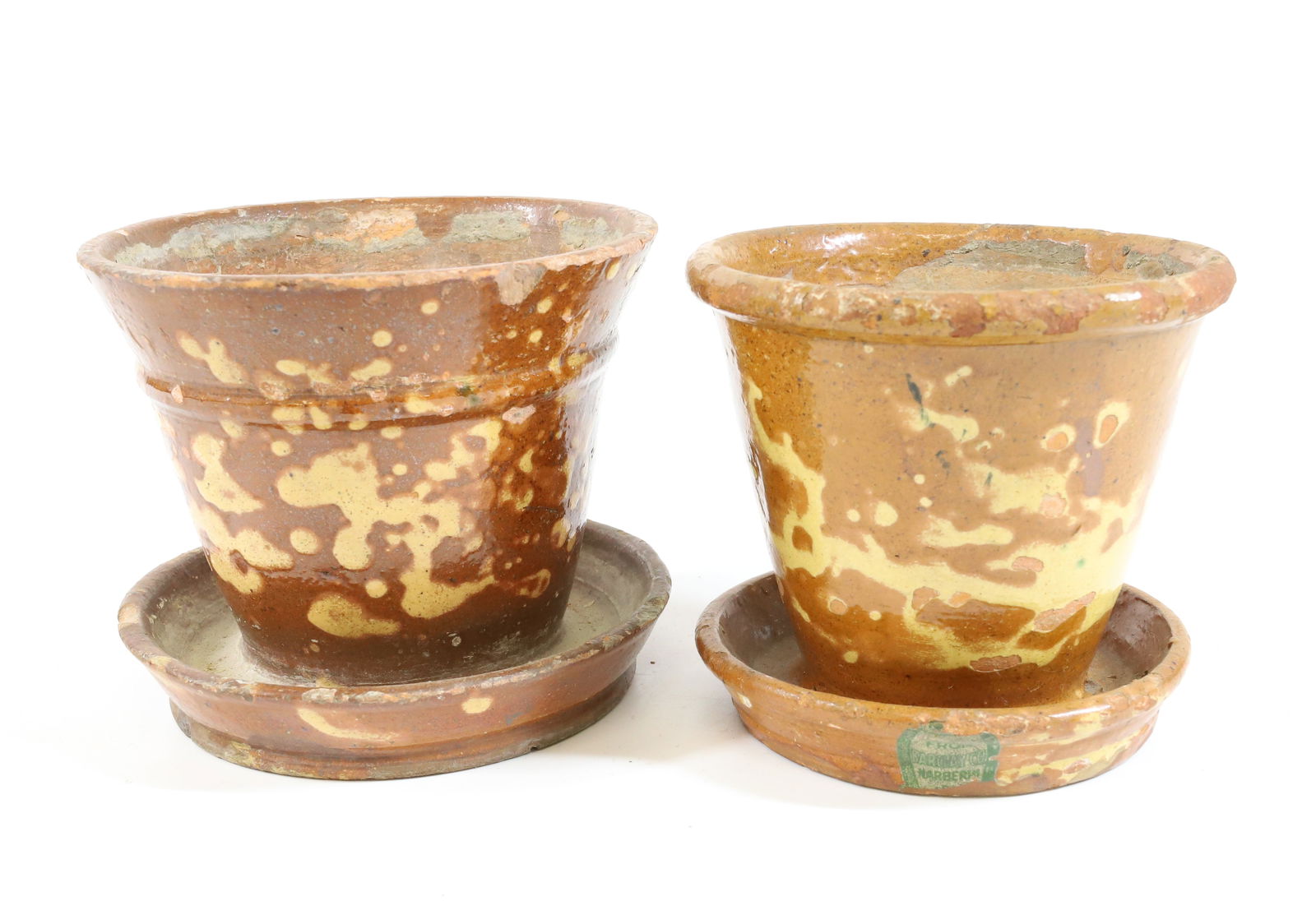(2) BARCLAY CO. REDWARE DECORATED FLOWER POTS (1 of 7)