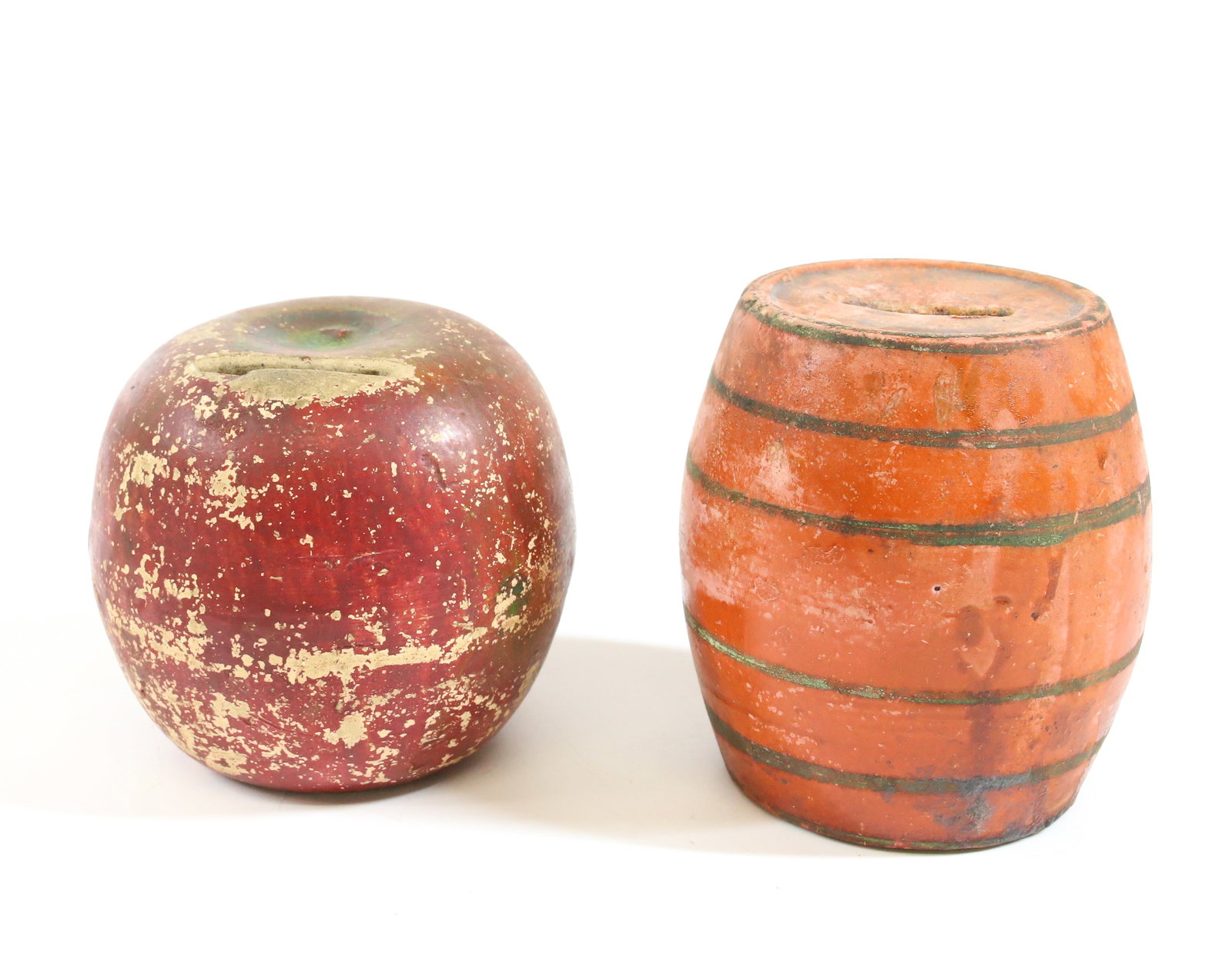 BARREL AND APPLE POTTERY BANKS (1 of 4)