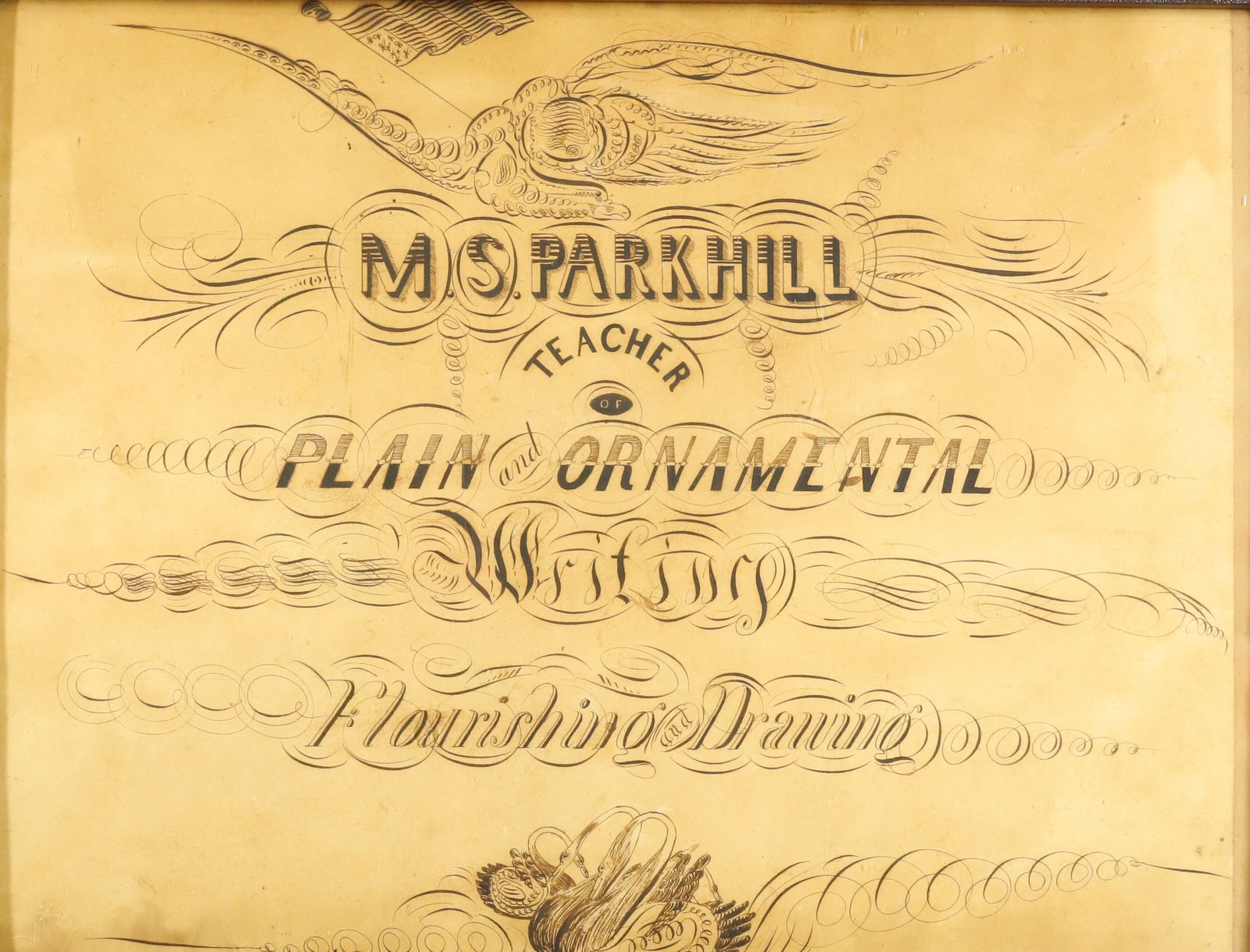 FRAMED 19TH C. PENMANSHIP EXAMPLE (1 of 4)