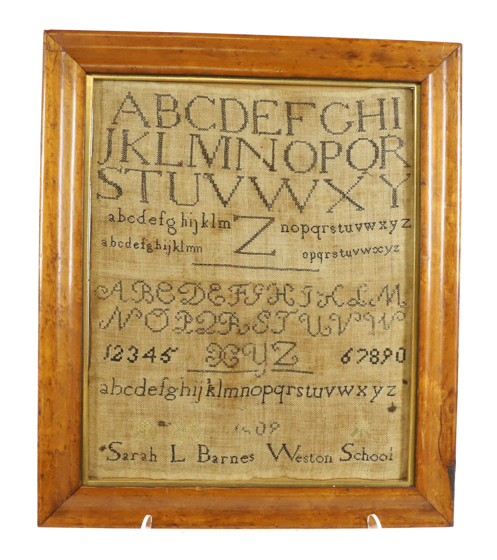 19TH C. WESTON (WESTTOWN) SCHOOLGIRL SAMPLER (1 of 5)