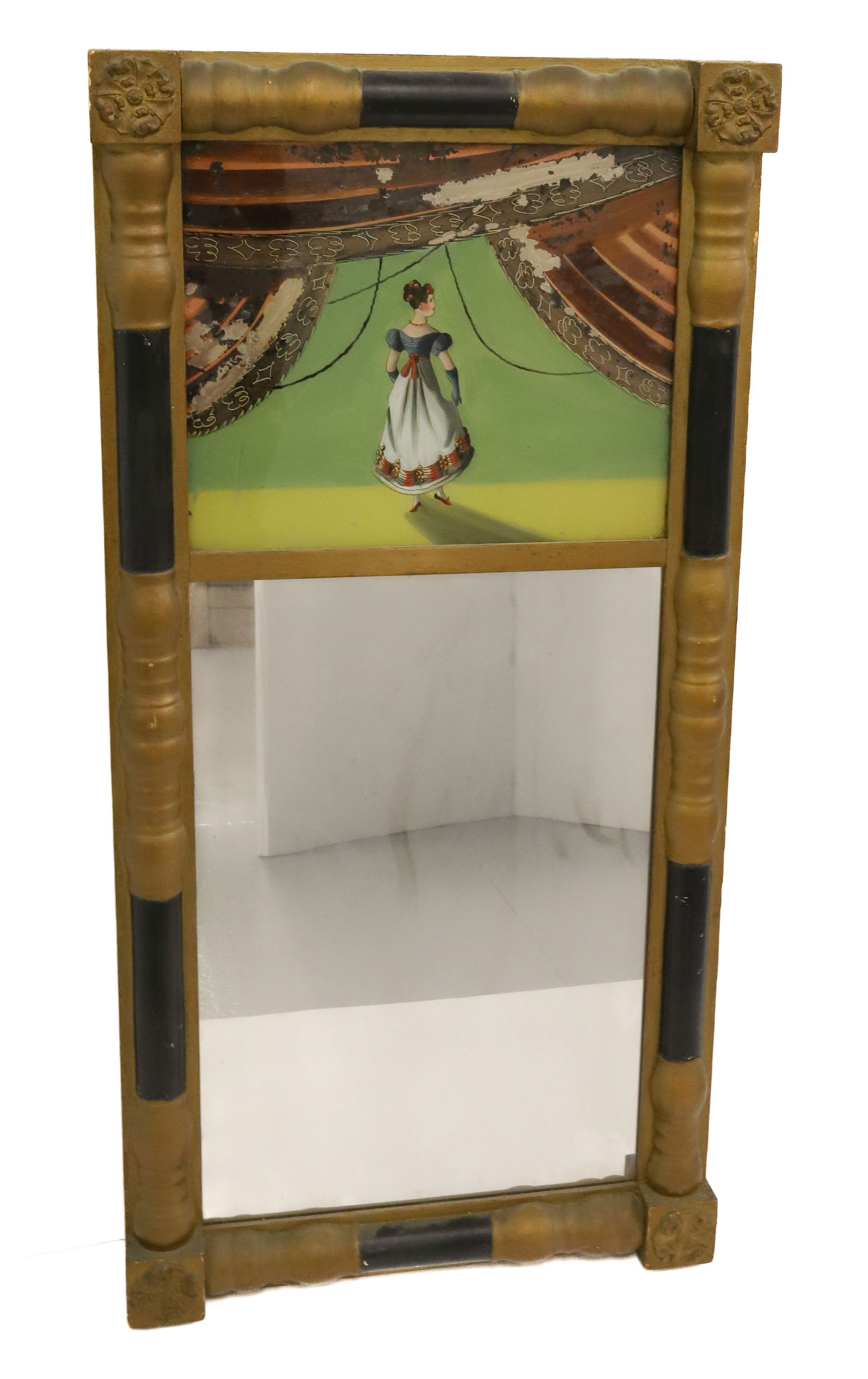 19TH C. REVERSE PAINTED MIRROR (1 of 3)