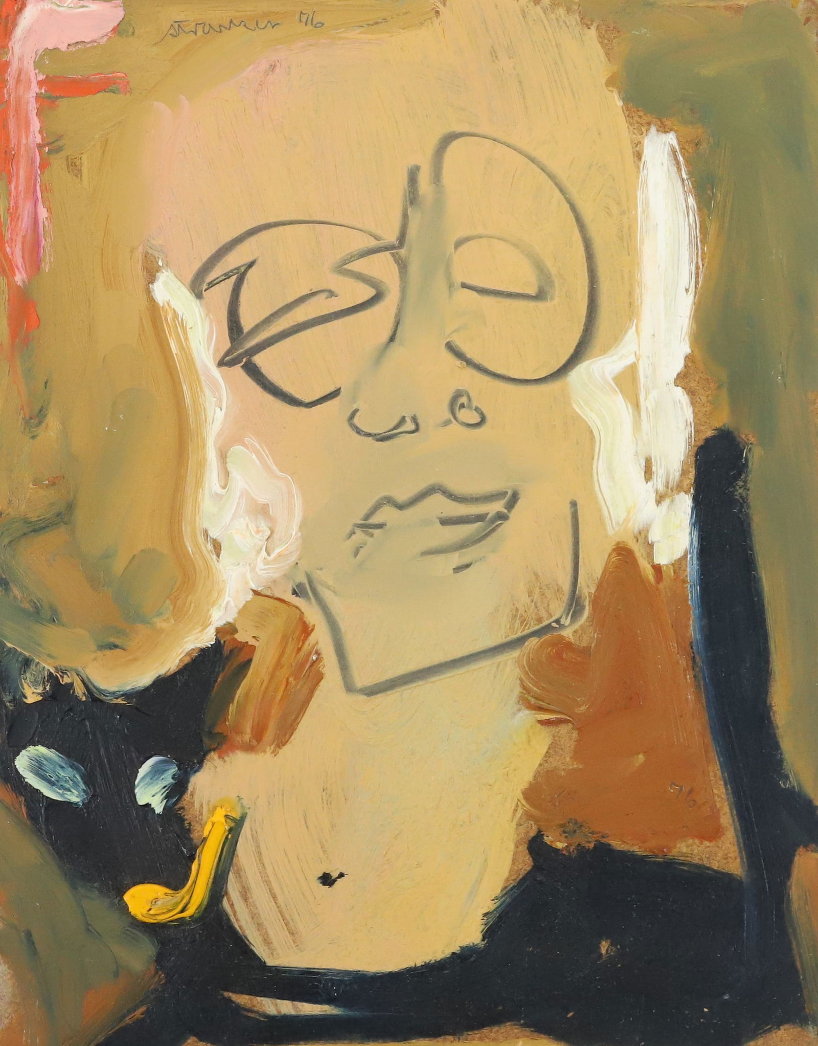 STERLING STRAUSER "SELF-PORTRAIT WITH JASPER", OIL ON BOARD (1 of 4)