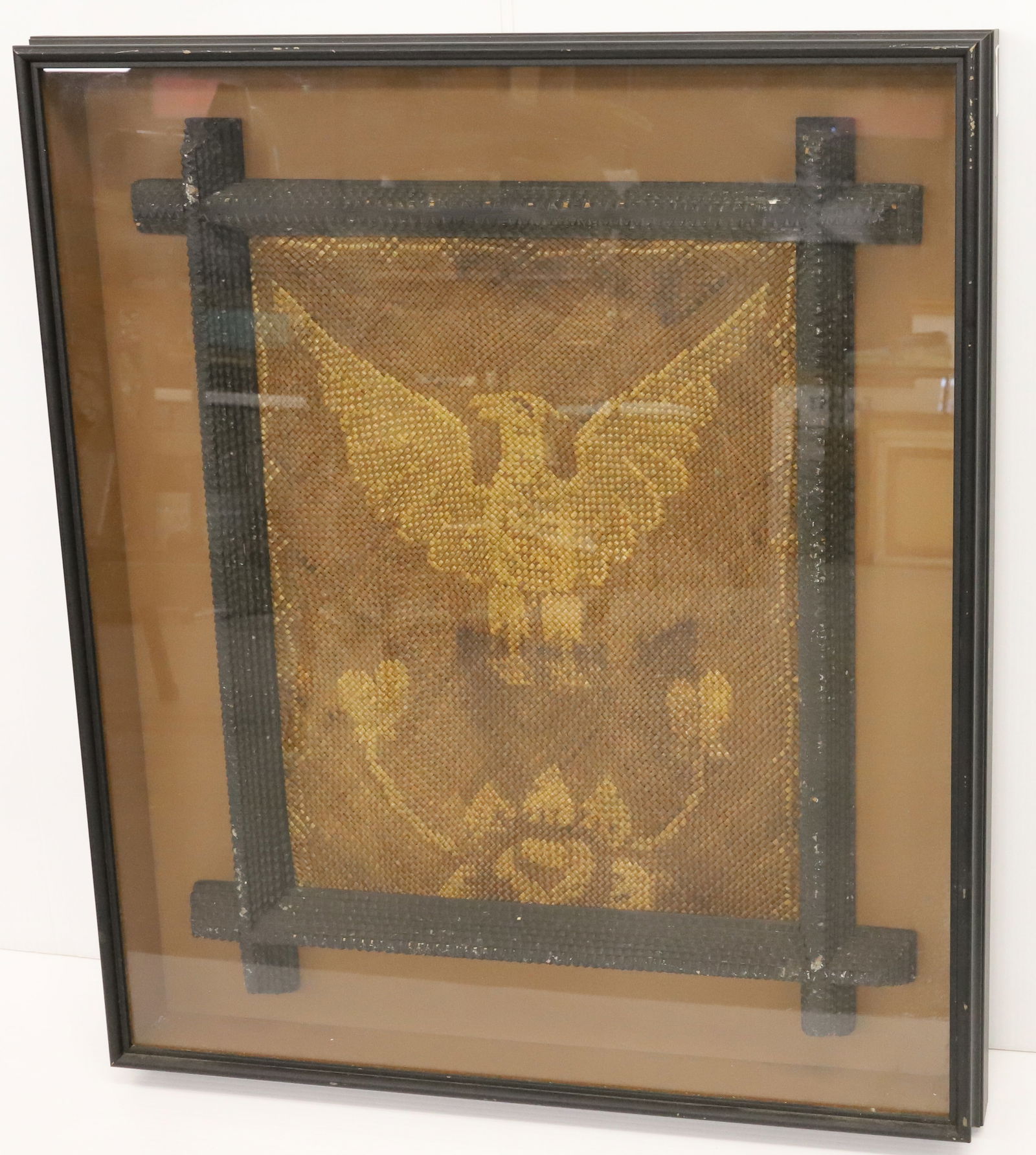 TRAMP ART FRAMED WOVEN BIRD MAT (1 of 5)