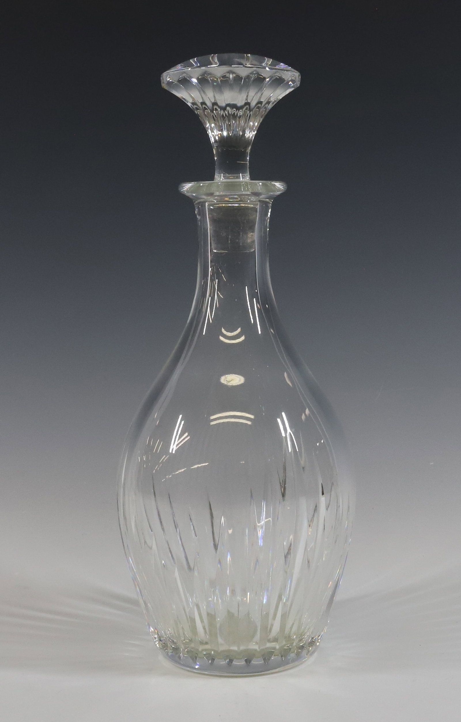 BACCARAT CRYSTAL DECANTER: MASSENA PATTERN, MRKD. ON BOTTOM. 10 3/4" TOTAL HEIGHT. PLEASE READ CAREFULLY - Terms for Purchasing and Shipping of Auction Items. Please read carefully before bidding. All payments for purchases wil