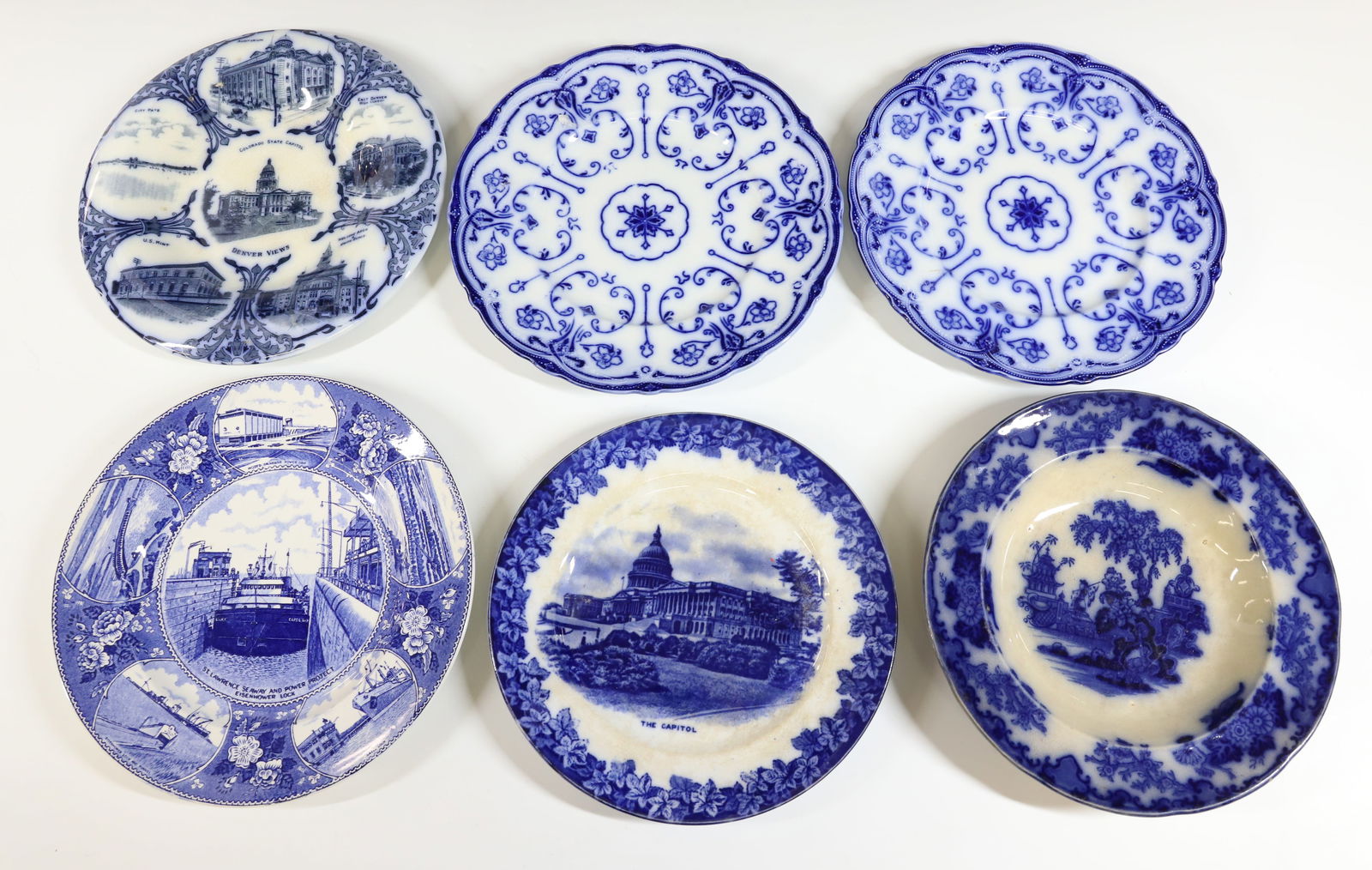 LOT OF TRANSFERWARE AND FLOW BLUE PLATES (1 of 4)