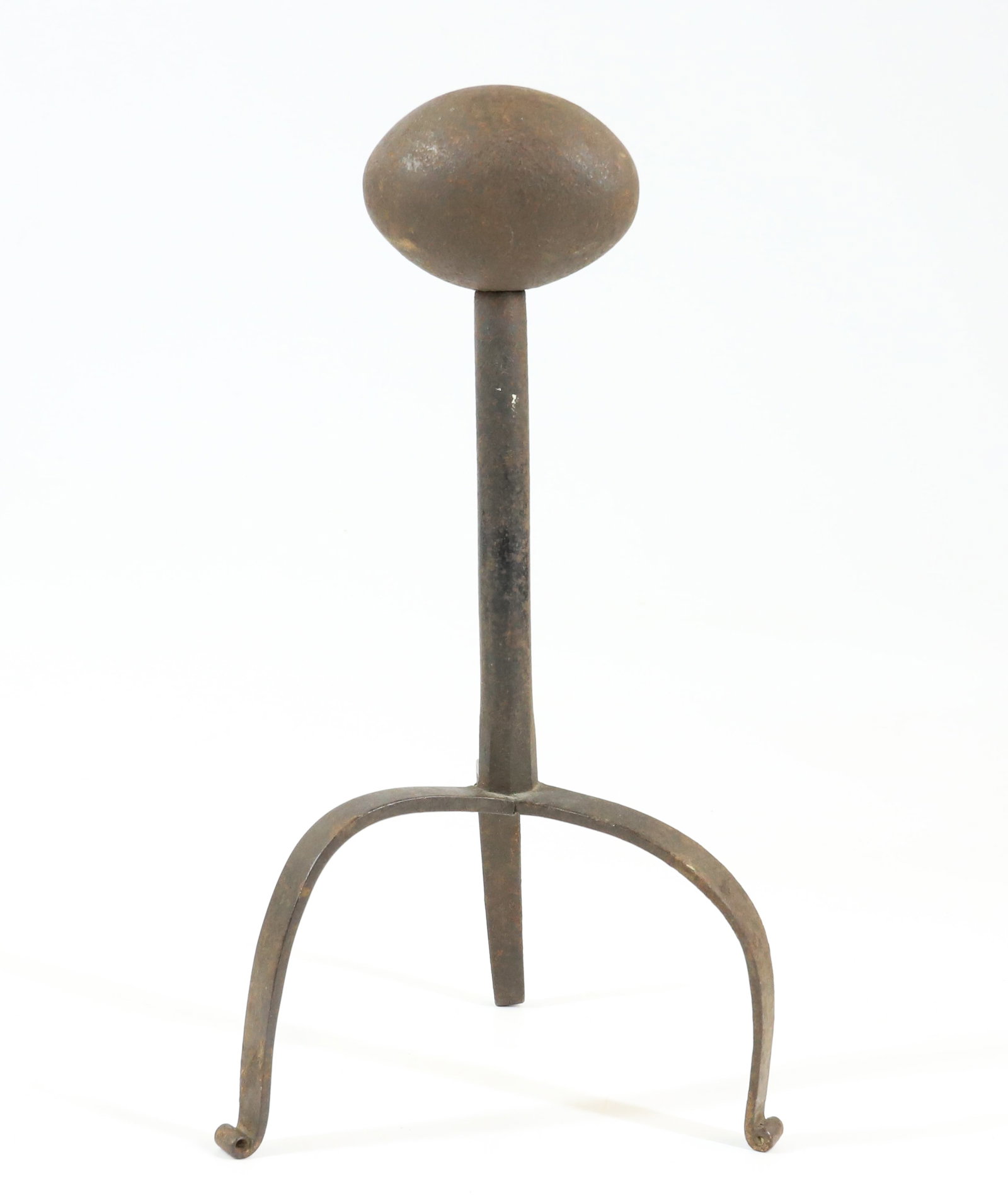 EARLY EGG IRON: HAND WROUGHT TRIPOD BASE, 11 1/2" H PLEASE READ CAREFULLY - Terms for Purchasing and Shipping of Auction Items. Please read carefully before bidding. All payments for purchases will be made through Li