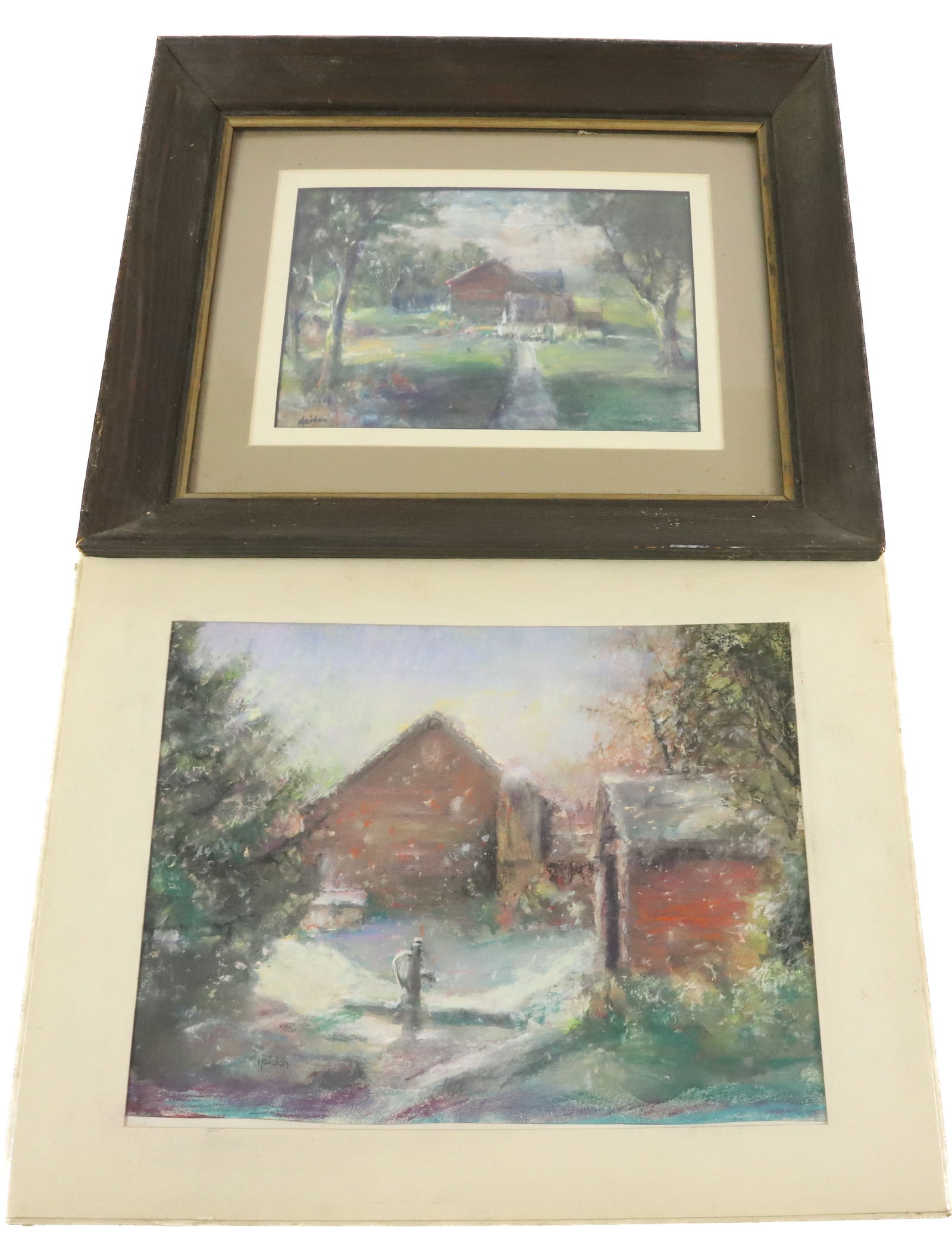 (2) PETER HEIDEN PASTELS OF BARNS (1 of 5)