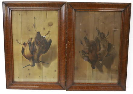 (2) 19TH C. GAME PRINTS: HANGING BIRDS. FRAMED UNDER GLASS. 26 1/2" X 19" TOTAL SIZE. PLEASE READ CAREFULLY - Terms for Purchasing and Shipping of Auction Items. Please read carefully before bidding. All payments for purchase