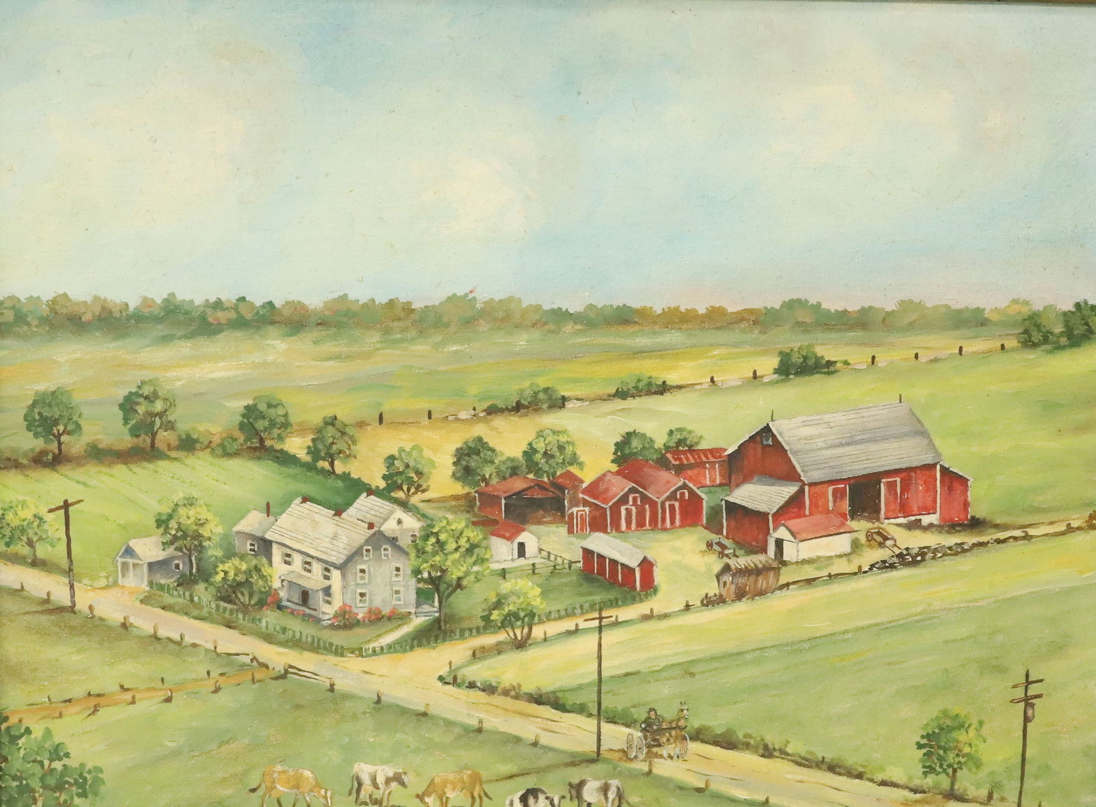 GEORGE SPRINGER "FARM SCENE", OIL ON BOARD (1 of 6)