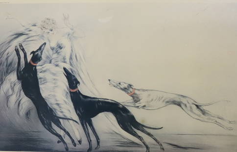 LOUIS ICART PRINT, "COURSING II": COPYRIGHT 1933, MATTED AND FRAMED (NO GLASS). SIGHT VIEW 17 1/2" X 27". PLEASE READ CAREFULLY - Terms for Purchasing and Shipping of Auction Items. Please read carefully before bidding. All