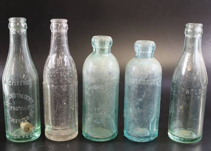 LOT OF PA BOTTLES: INCLUDING: ALLENTOWN, HAZLETON, CATASAUQUA, S. BETHLEHEM AND STROUDSBURG. LARGEST 7 3/4" H. PLEASE READ CAREFULLY - Terms for Purchasing and Shipping of Auction Items. Please read carefully before bid