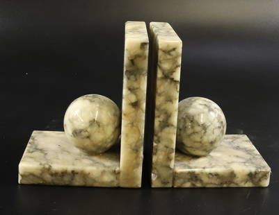 PR. OF BOOKENDS: MARBLE BALL DESIGN - 5 1/4" 4" PLEASE READ CAREFULLY - Terms for Purchasing and Shipping of Auction Items. Please read carefully before bidding. All payments for purchases will be made through LiveAuc