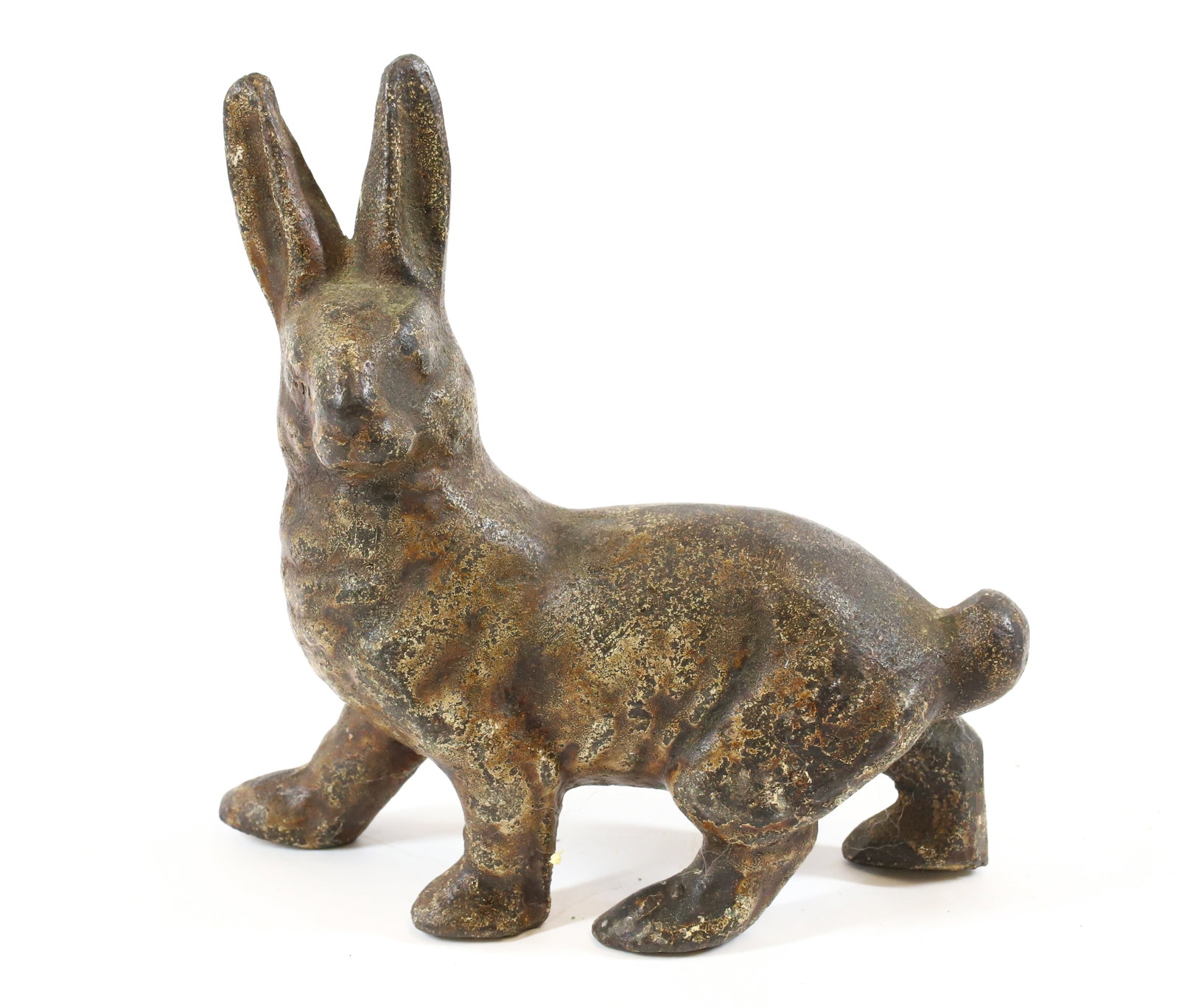 CAST IRON RABBIT DOORSTOP: PAINTED SURFACE, 5 1/2" H